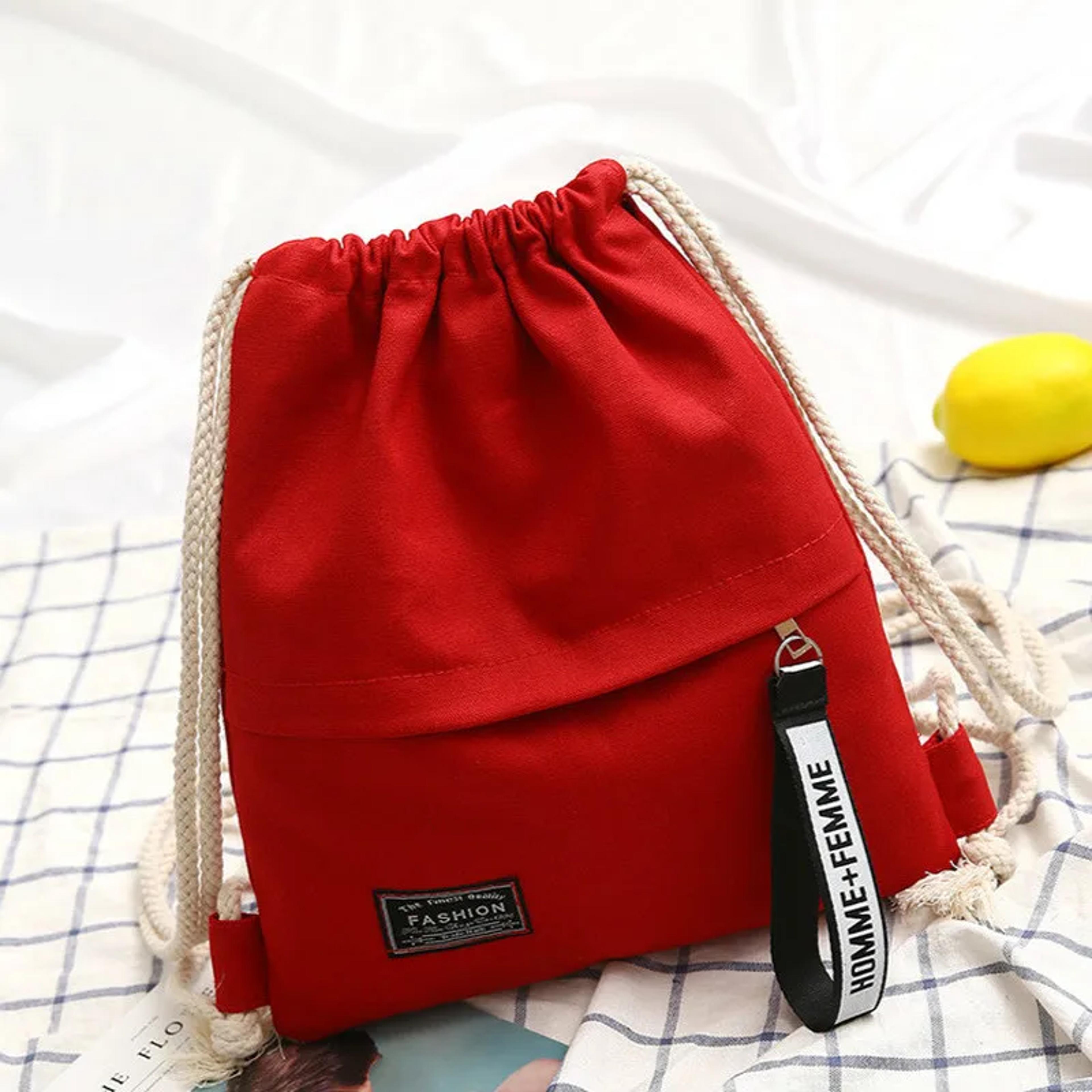 Canvas Drawstring Backpack With Front Pocket Back To School Backpack Casual Travel Backpack For Men 3