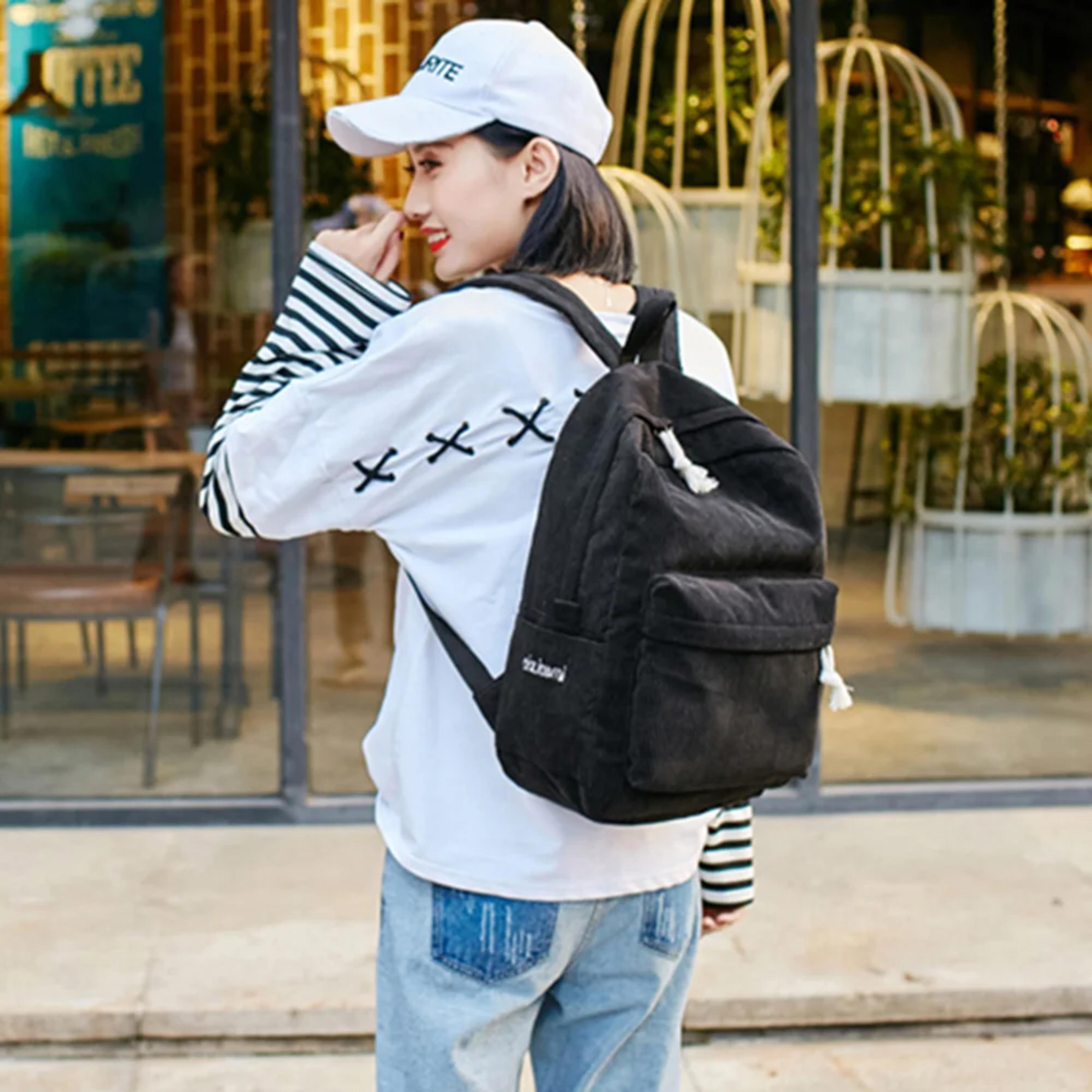 Personalized Corduroy Student Backpack With Anti Theft Design Back To School Backpack For Teens 6