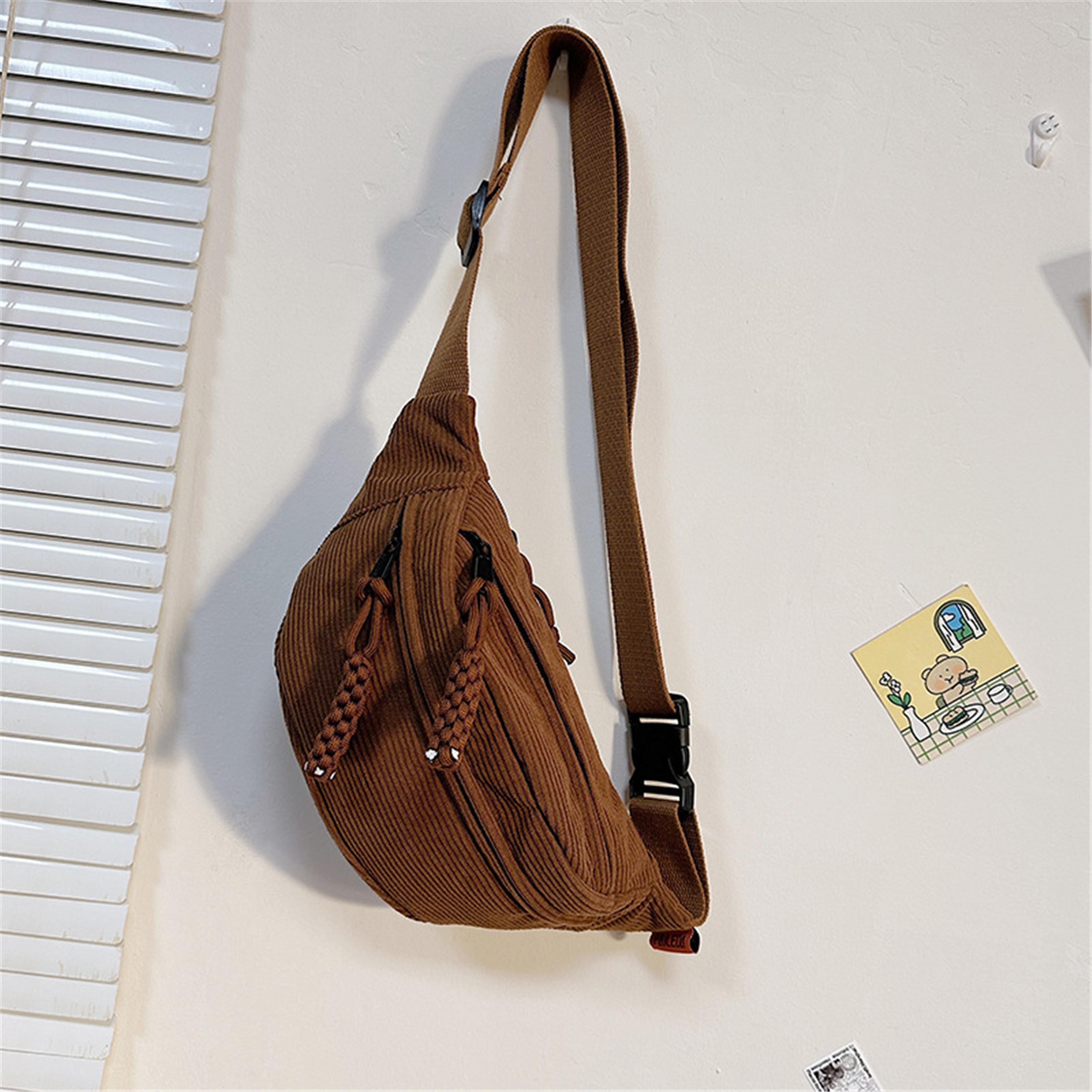 Corduroy Belt Bag For Women Casual Crossbody Fanny Pack Adjustable Chest  Waist Bag 4
