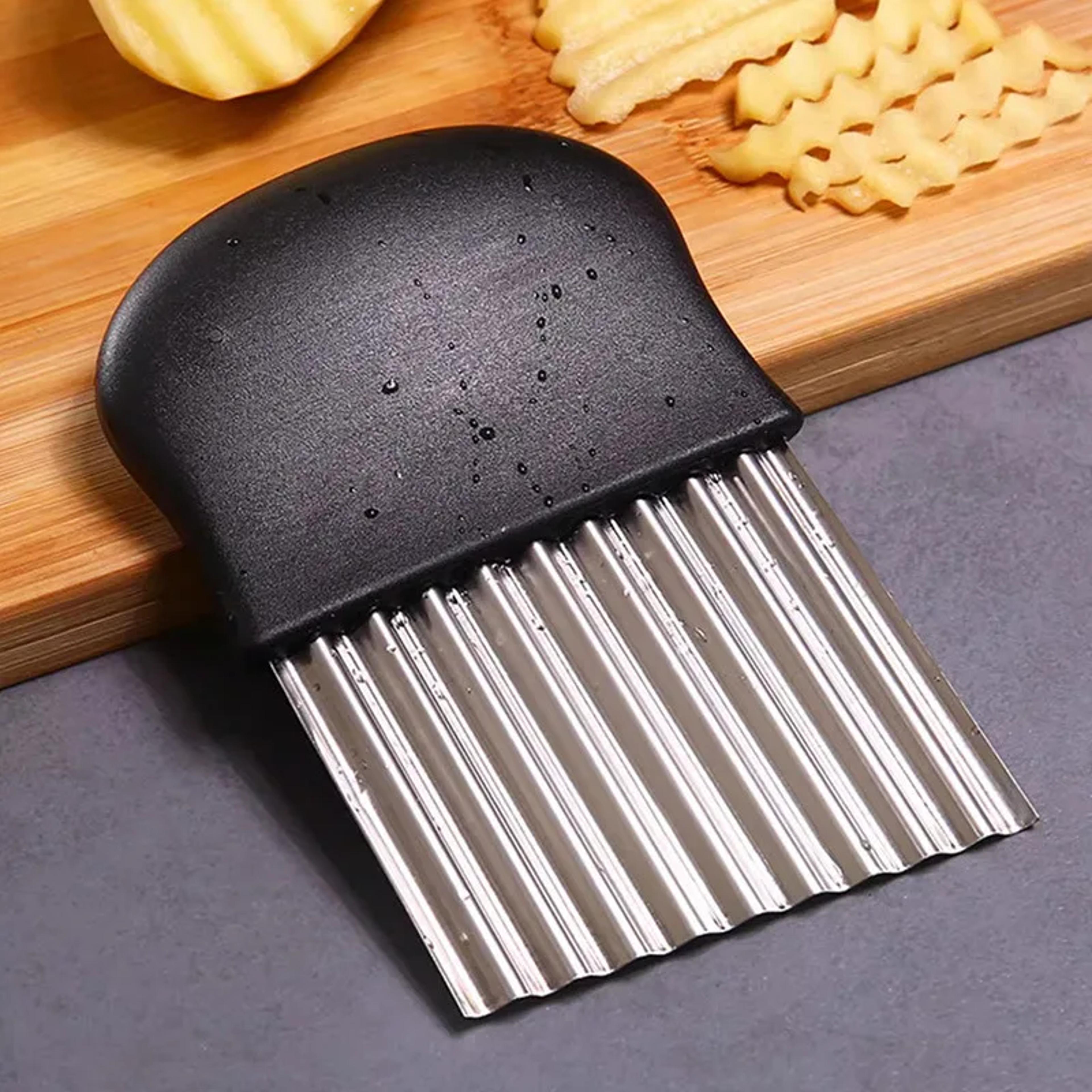 Premium Crinkle Cutter Stainless Steel Potato Slicer  Wavy French Fry Cutter 6