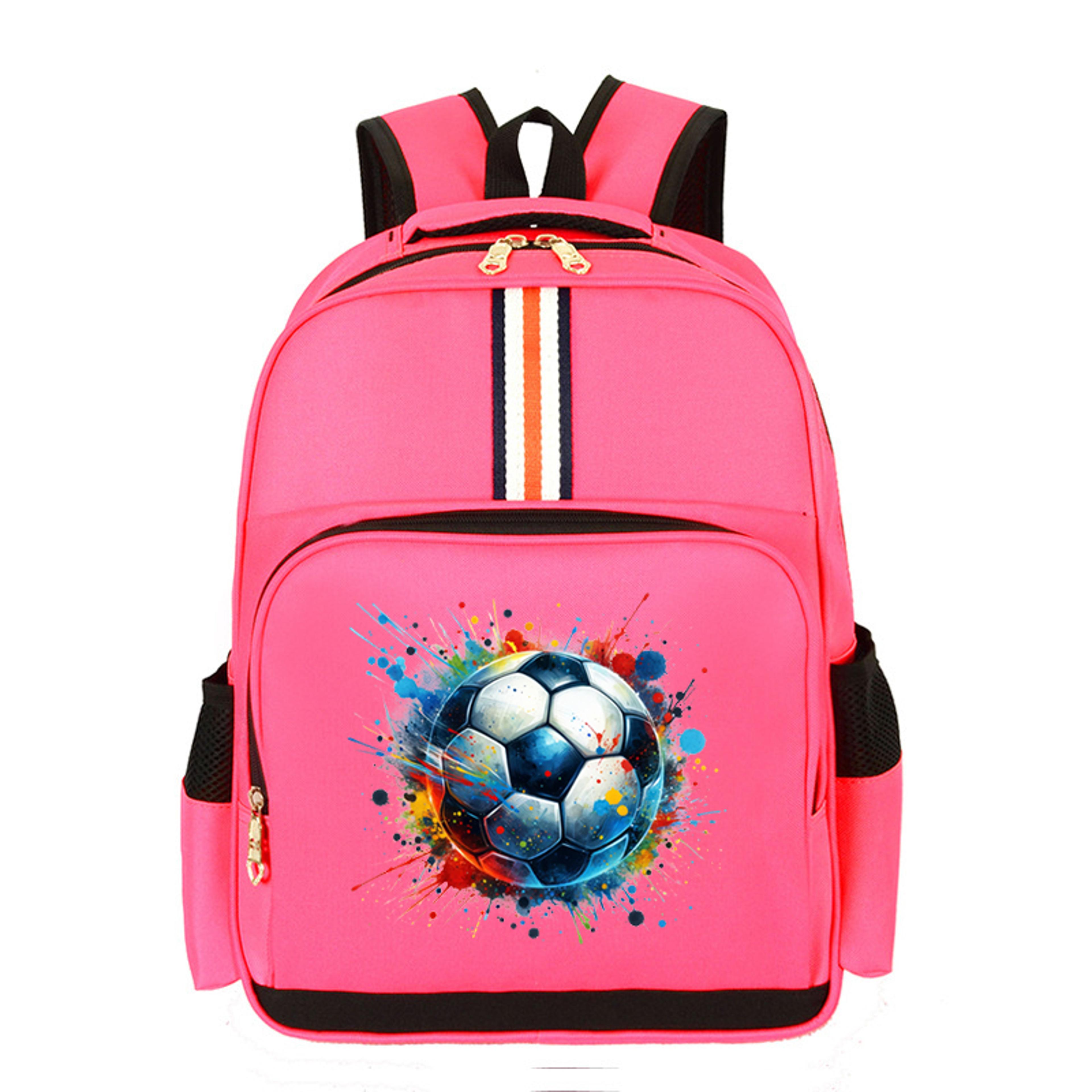 Soccer Backpack For Kids Watercolor Print Primary School Bookbag 2