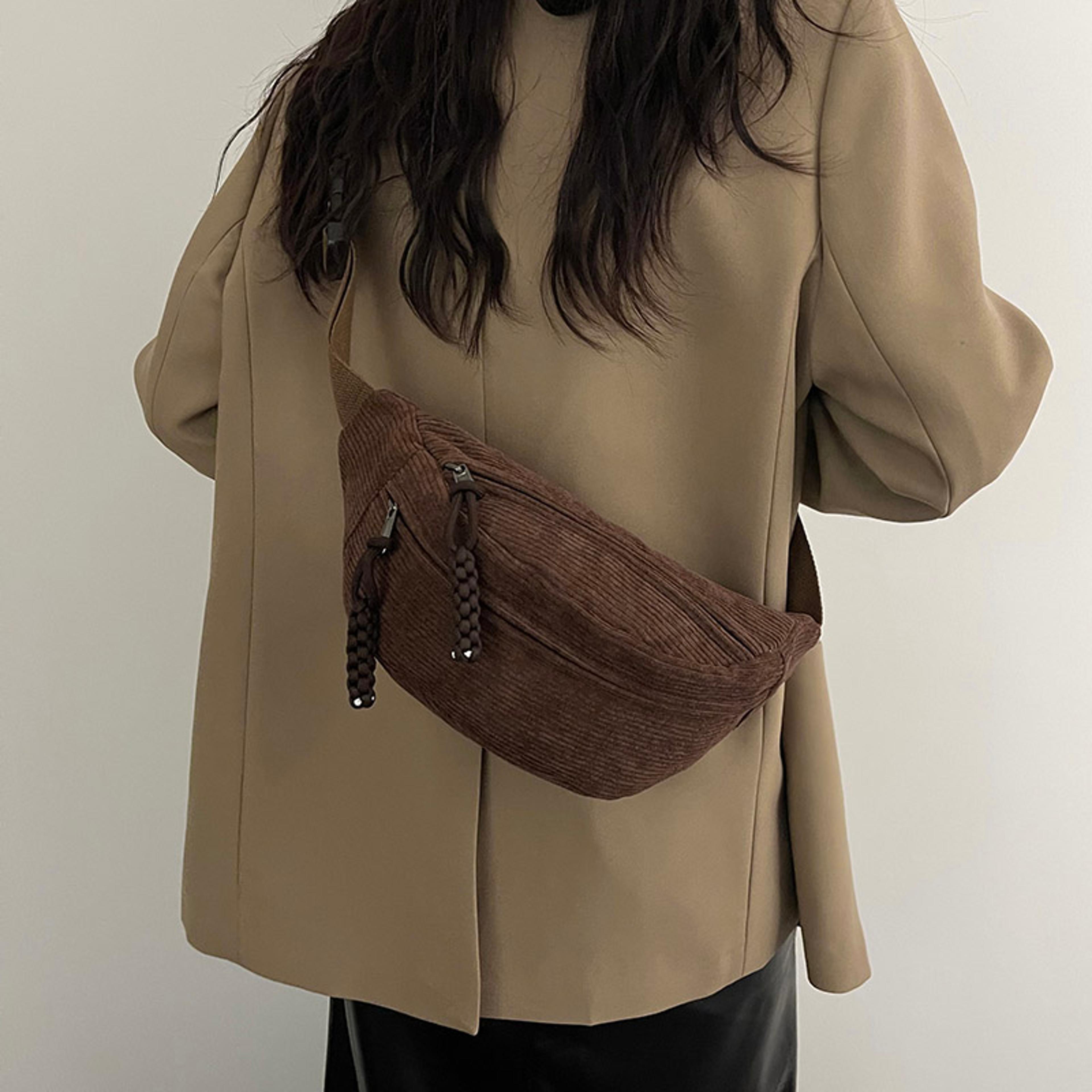 Corduroy Belt Bag For Women Casual Crossbody Fanny Pack Shoulder Chest Sling Bag 5