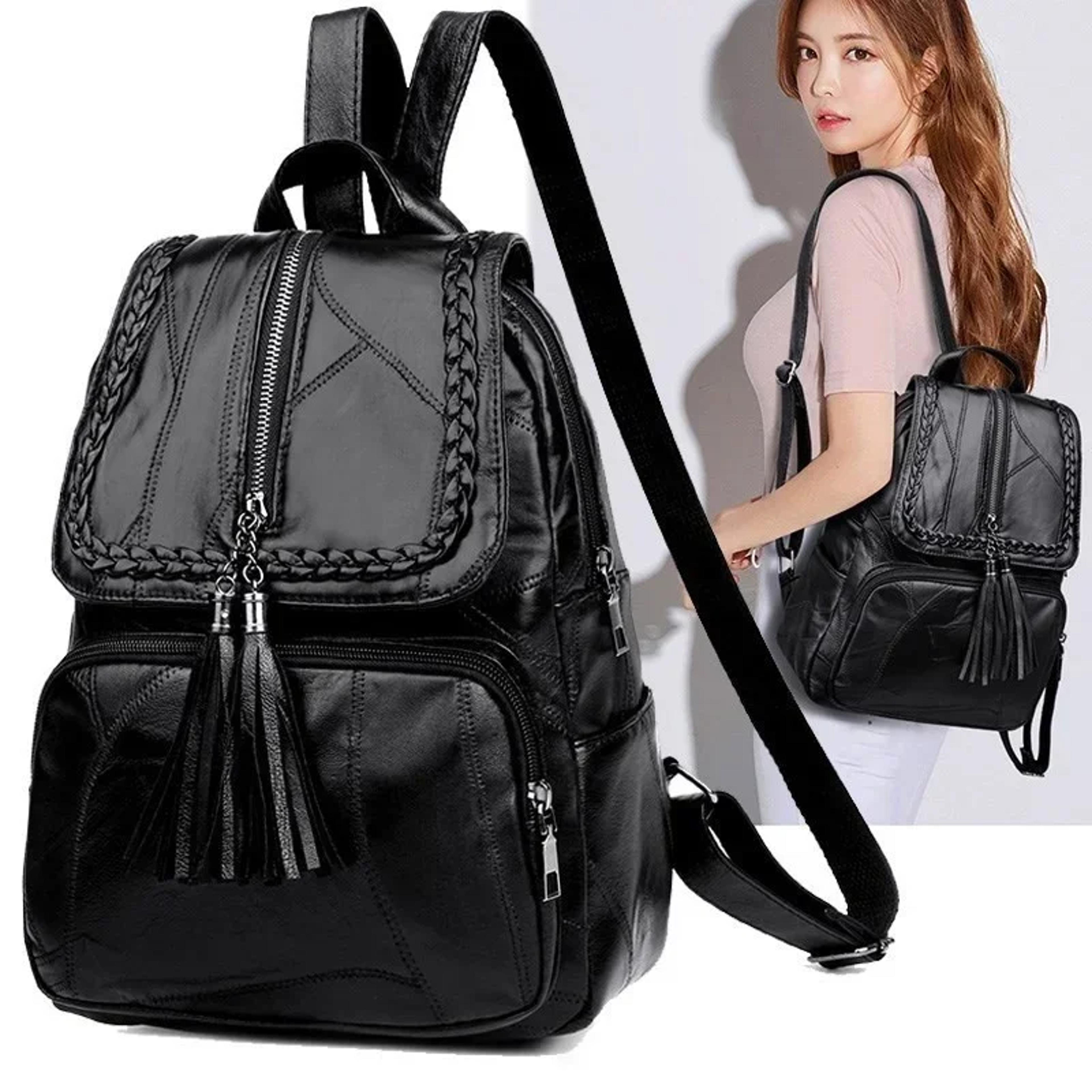 Womens Leather Backpack For Women Large Capacity Travel  School Backpack 1