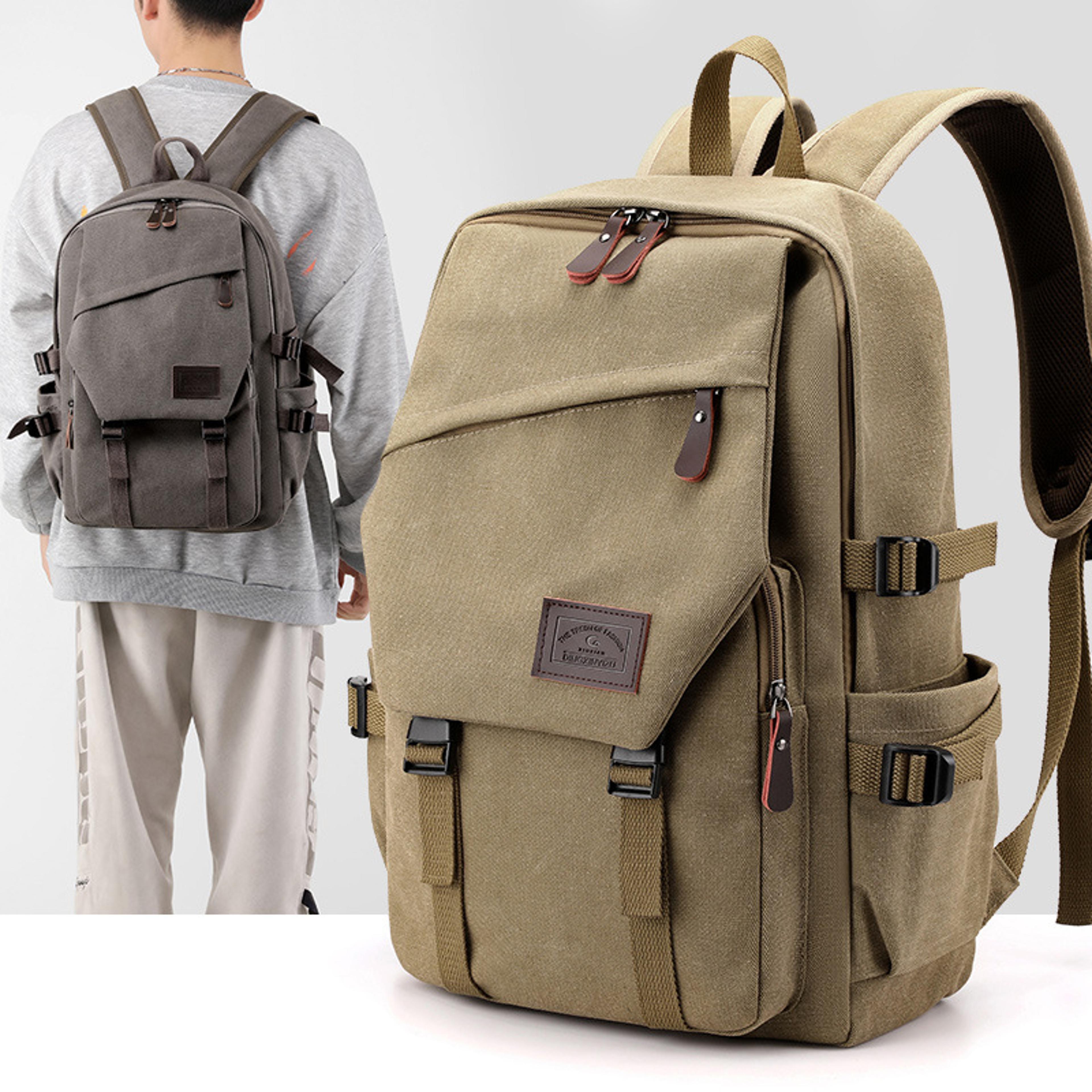 Vintage Canvas Backpack For Men Large Capacity Travel  Everyday School Backpack 5