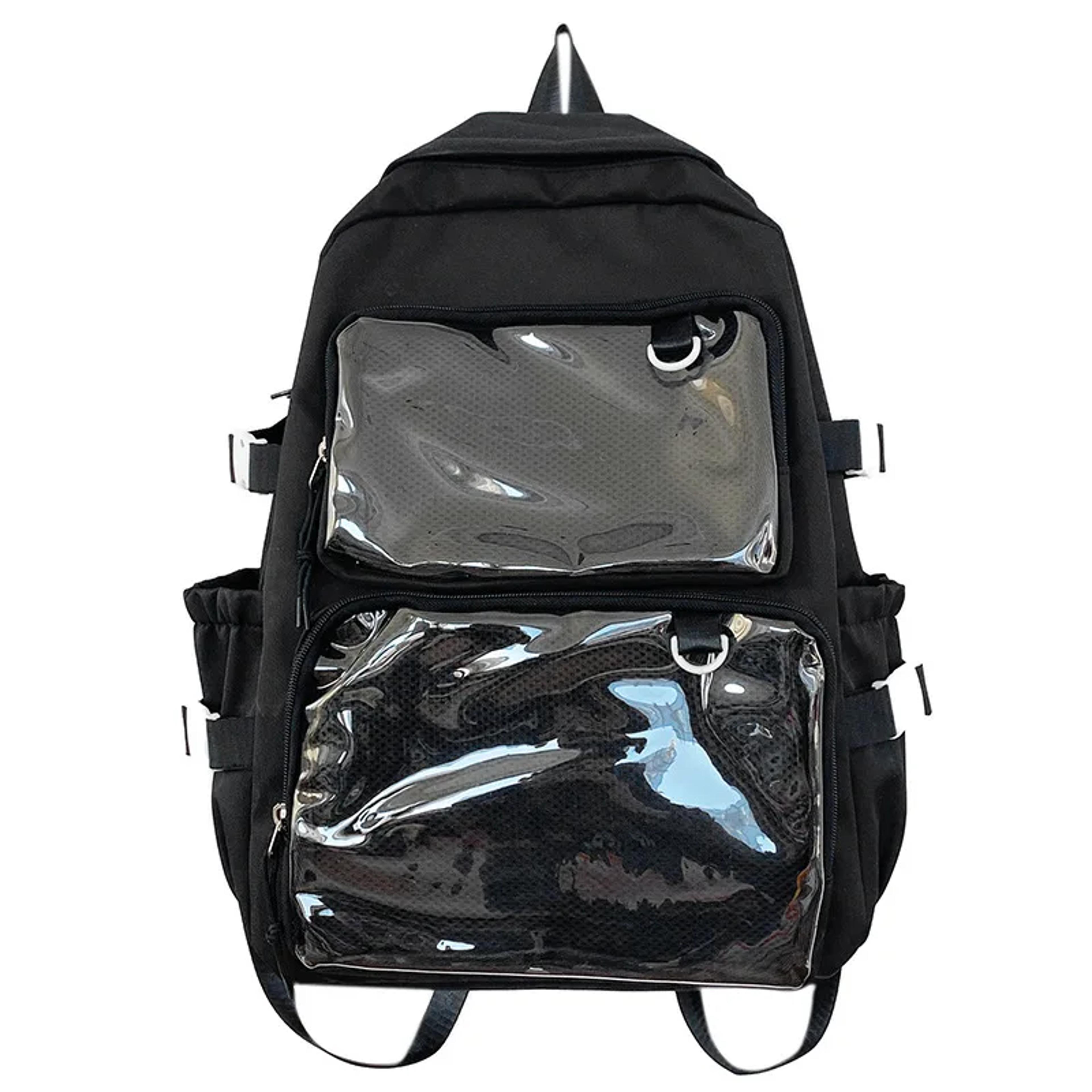 Large Capacity Ita Backpack With Dual Clear Display Pockets For Laptop Pins  Everyday Travel 1