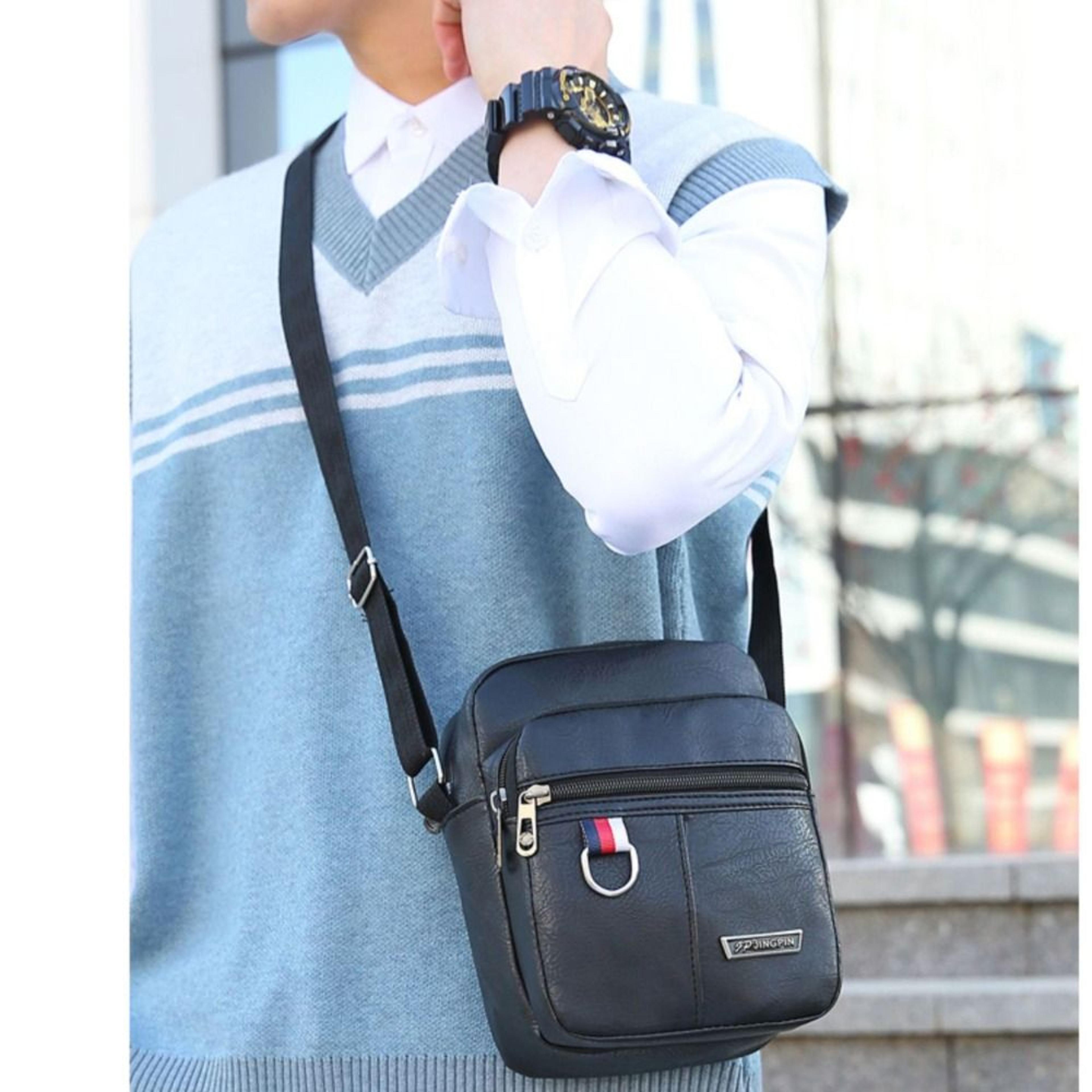 Urban Voyager Leather Messenger Bag For Men Large Capacity Mens Shoulder Bag Waterproof PU Leather 5