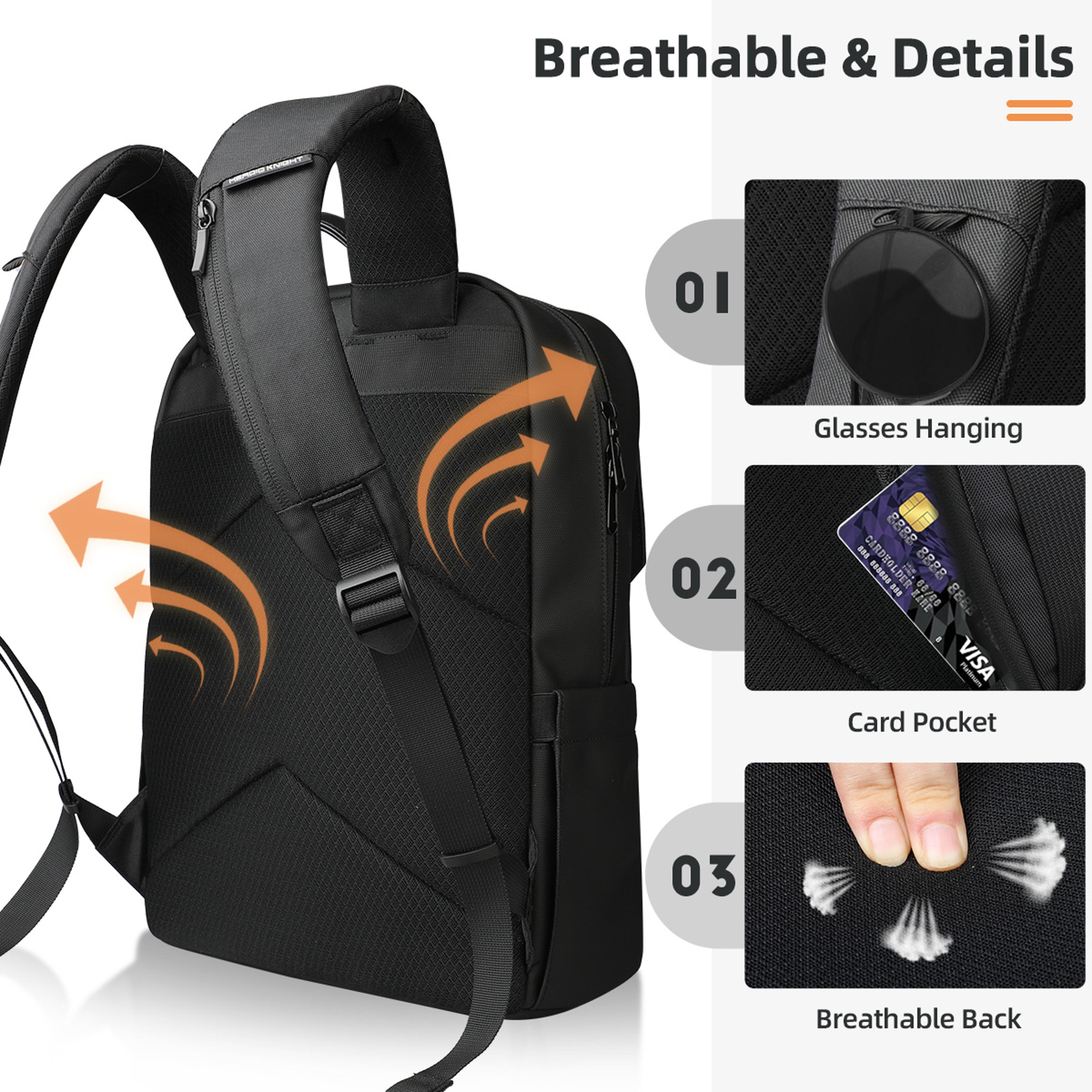 Business Laptop Backpack Waterproof Laptop Backpack For Men Work Travel Daypack 6