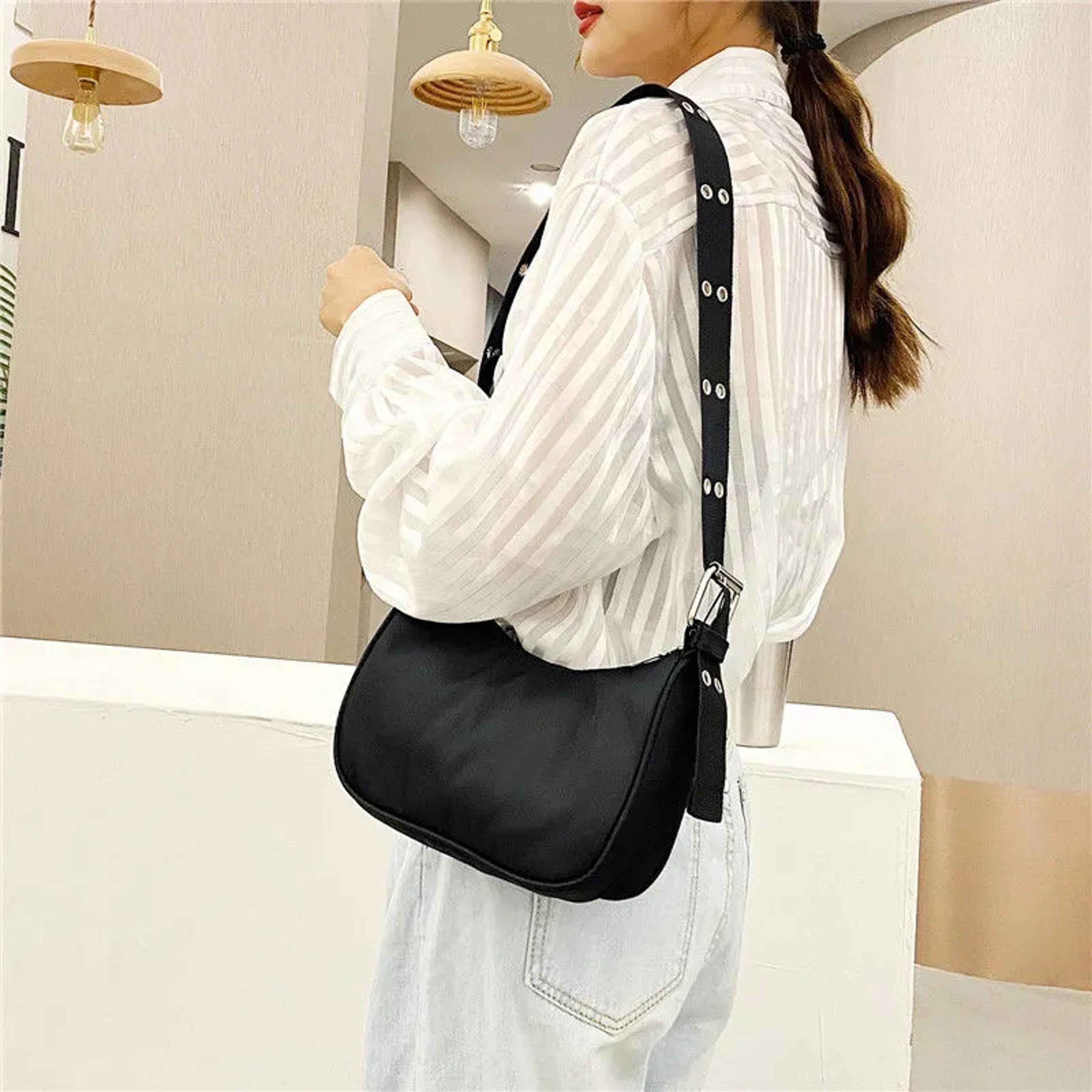 Womens Waterproof Nylon Crossbody Bag Lightweight Casual Shoulder Bag Black Underarm Purse 3