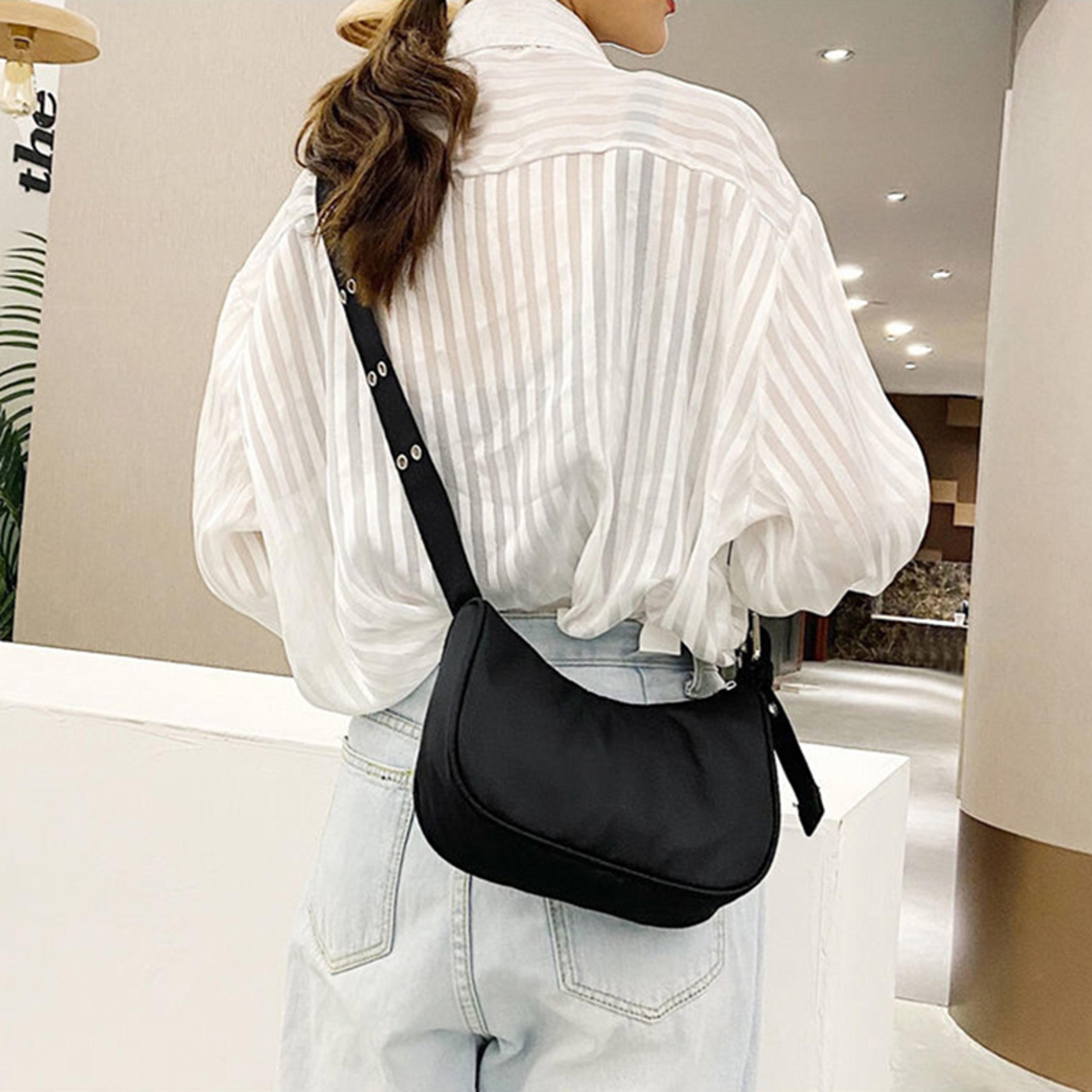 Womens Waterproof Nylon Crossbody Bag Lightweight Casual Shoulder Bag Black Underarm Purse 4
