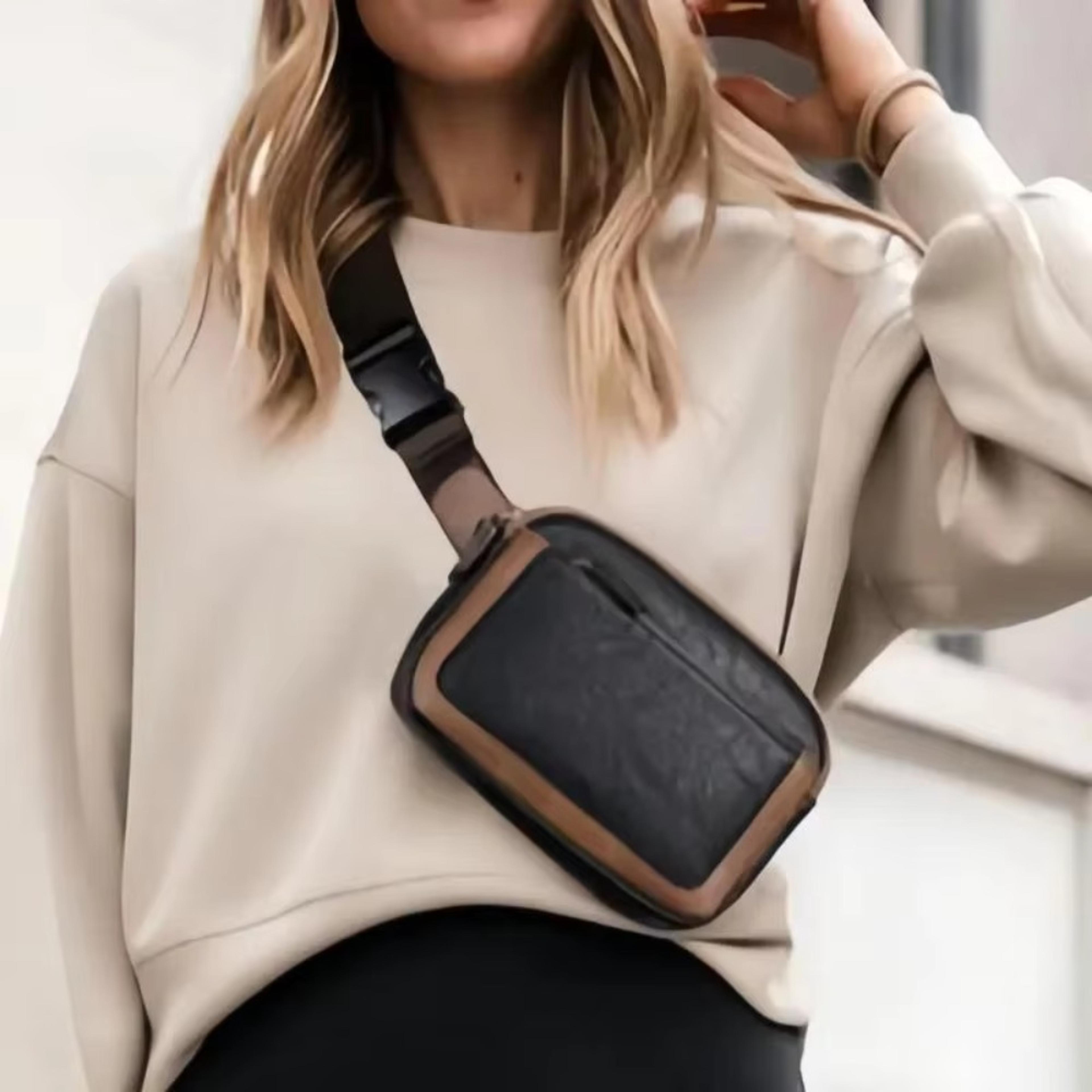korean style women's crossbody bag, pu leather fanny pack, adjustable chest sling waist bag
