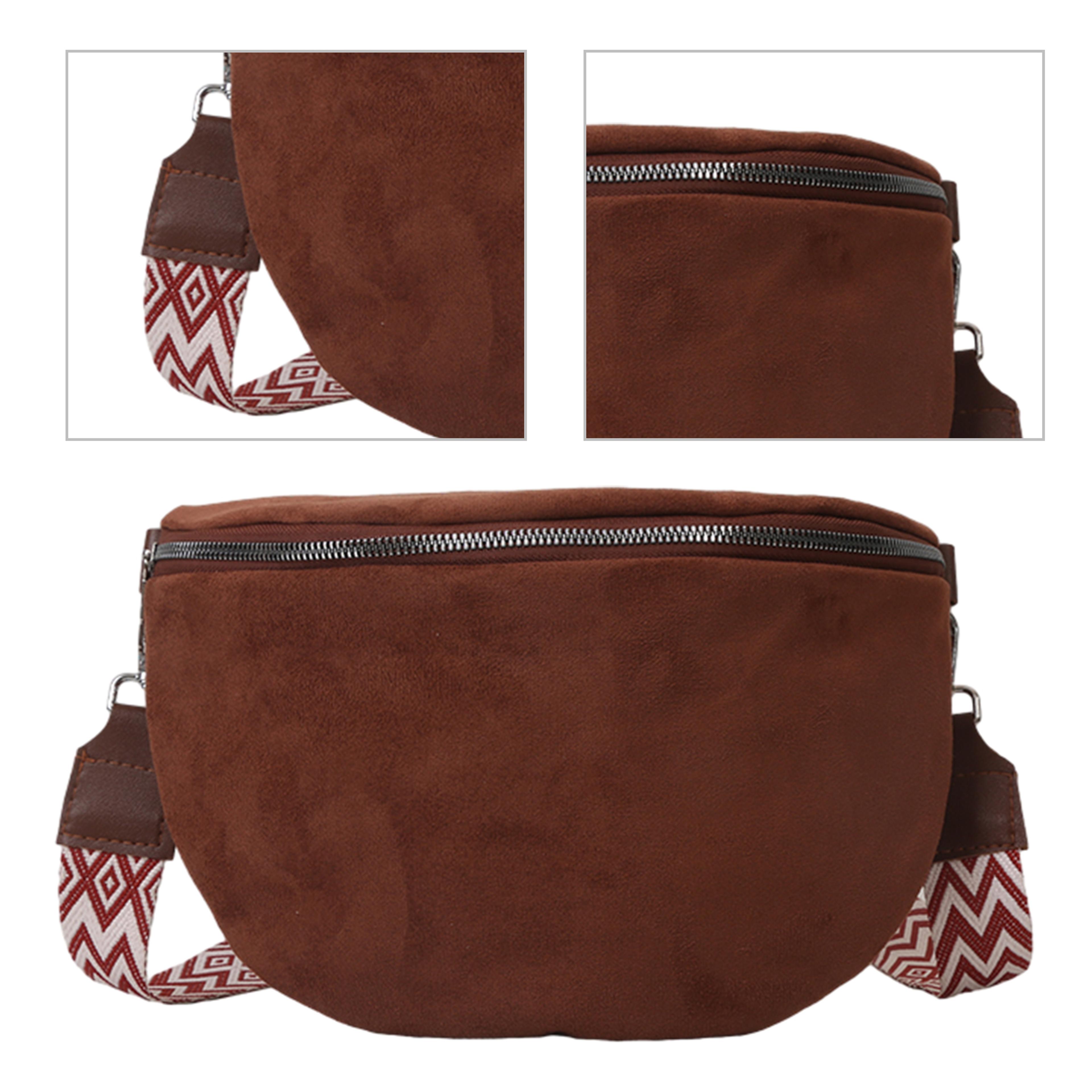 Womens Leather Crossbody Bag PU Leather Shoulder Chest Bag Adjustable Fashion Waist Sling Bag 5