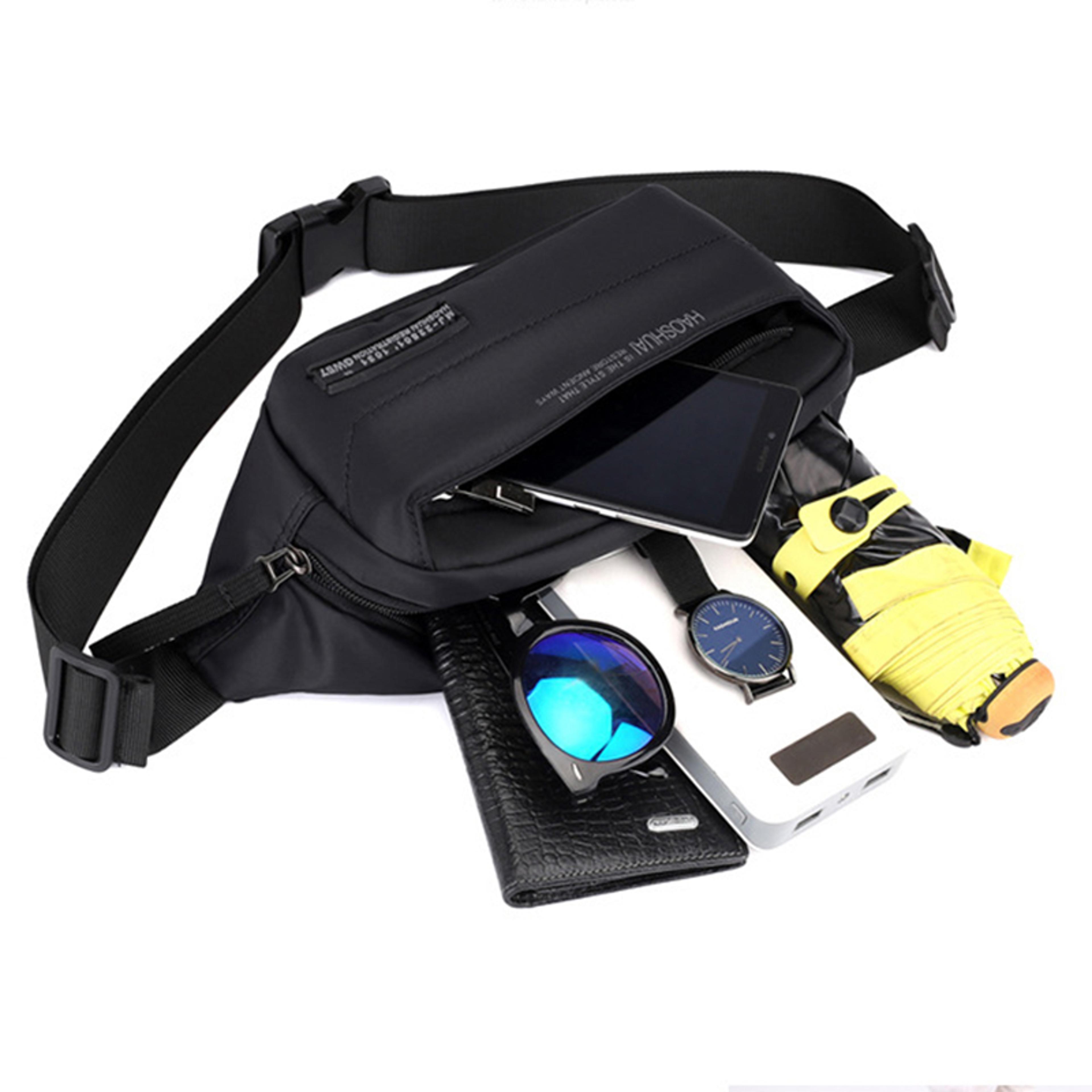 Mens Waist Bag Multi Pocket Nylon Crossbody Chest Bag Travel Belt Pack 7
