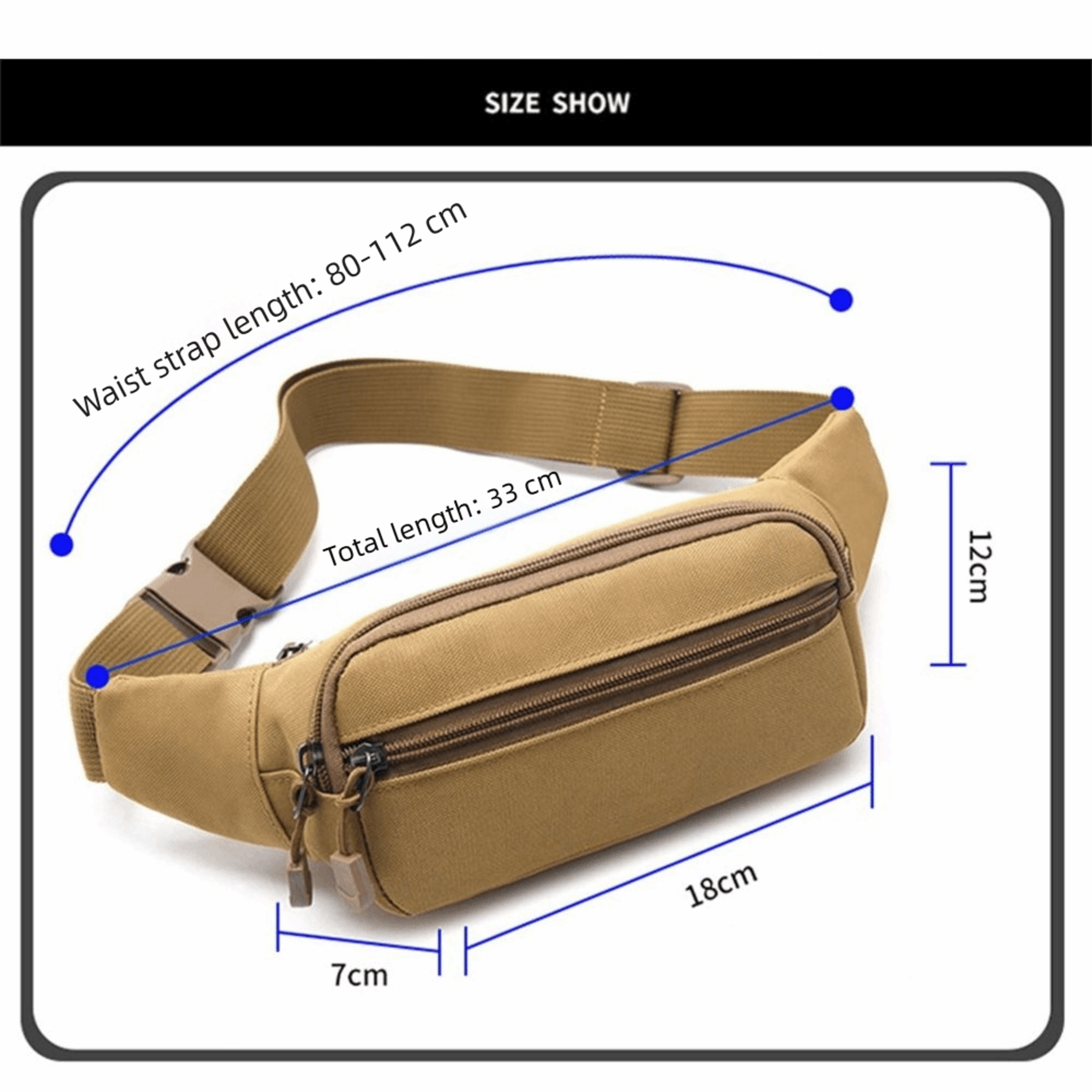 Lightweight Running Waist Bag Adjustable Sports Fanny Pack Large Capacity Travel Chest Bag 5