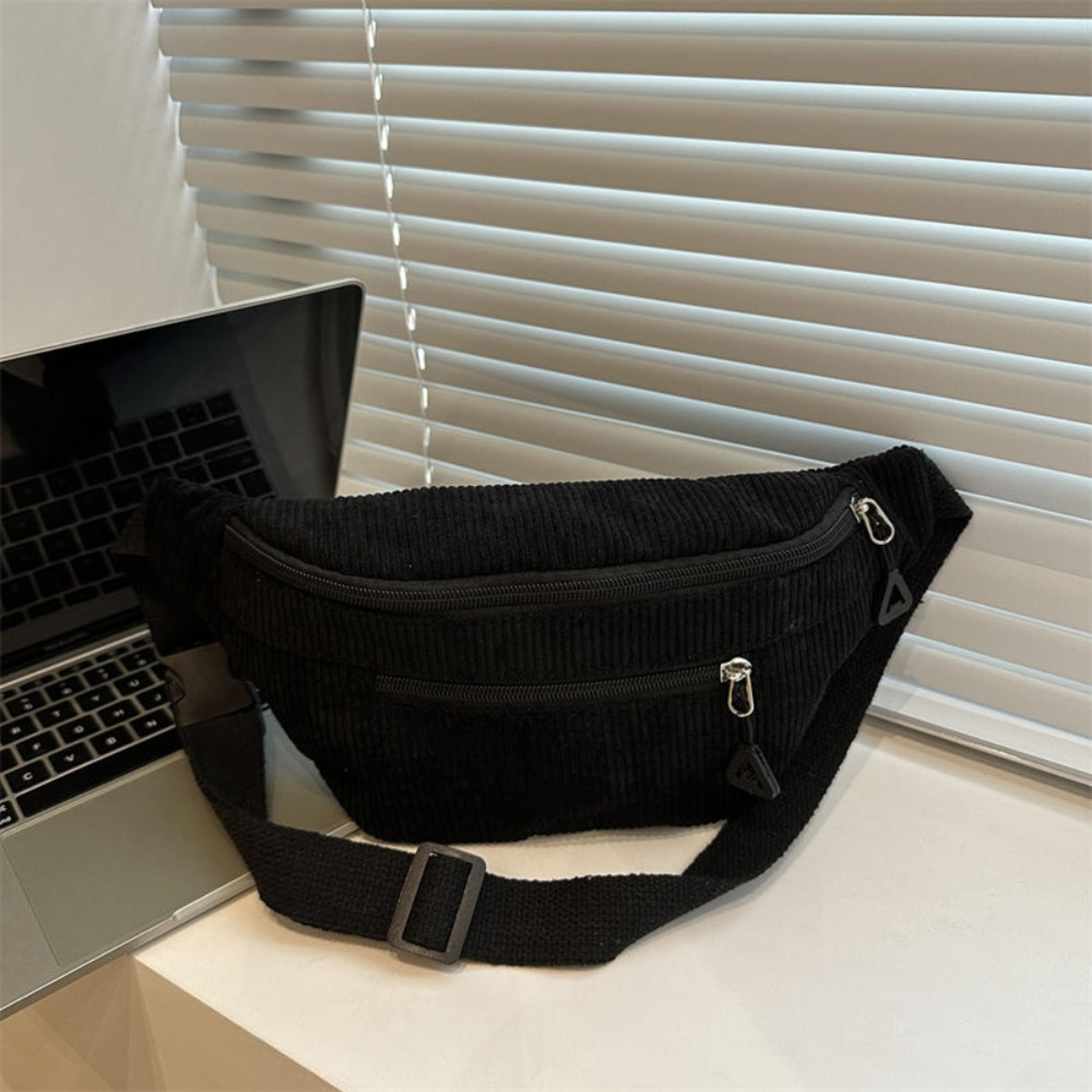 Large Capacity Corduroy Waist Bag Women Anti Theft Crossbody Purse 1