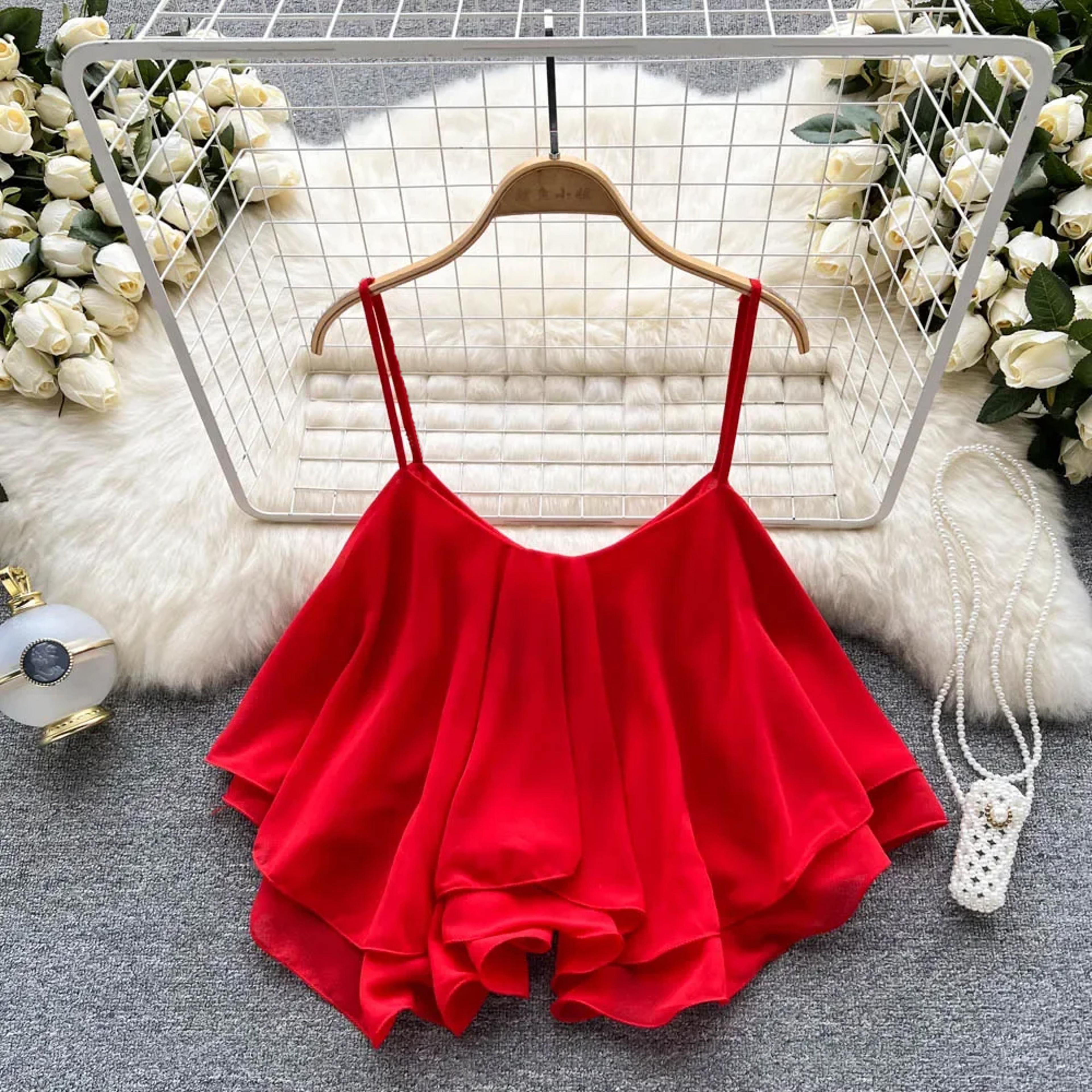 Ruffle Corset Crop Top Sleeveless Spaghetti Strap Cami 1