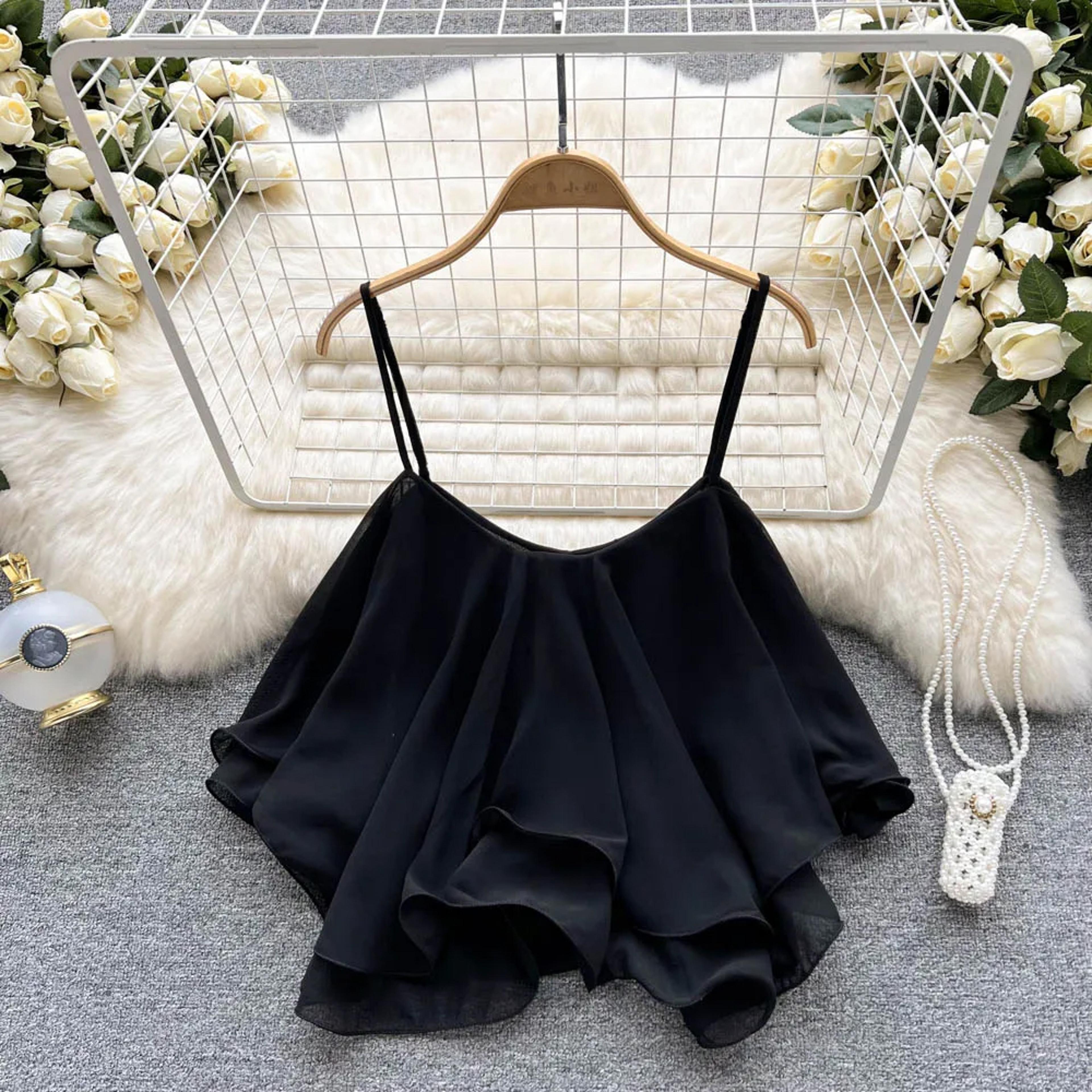 Ruffle Corset Crop Top Sleeveless Spaghetti Strap Cami 4