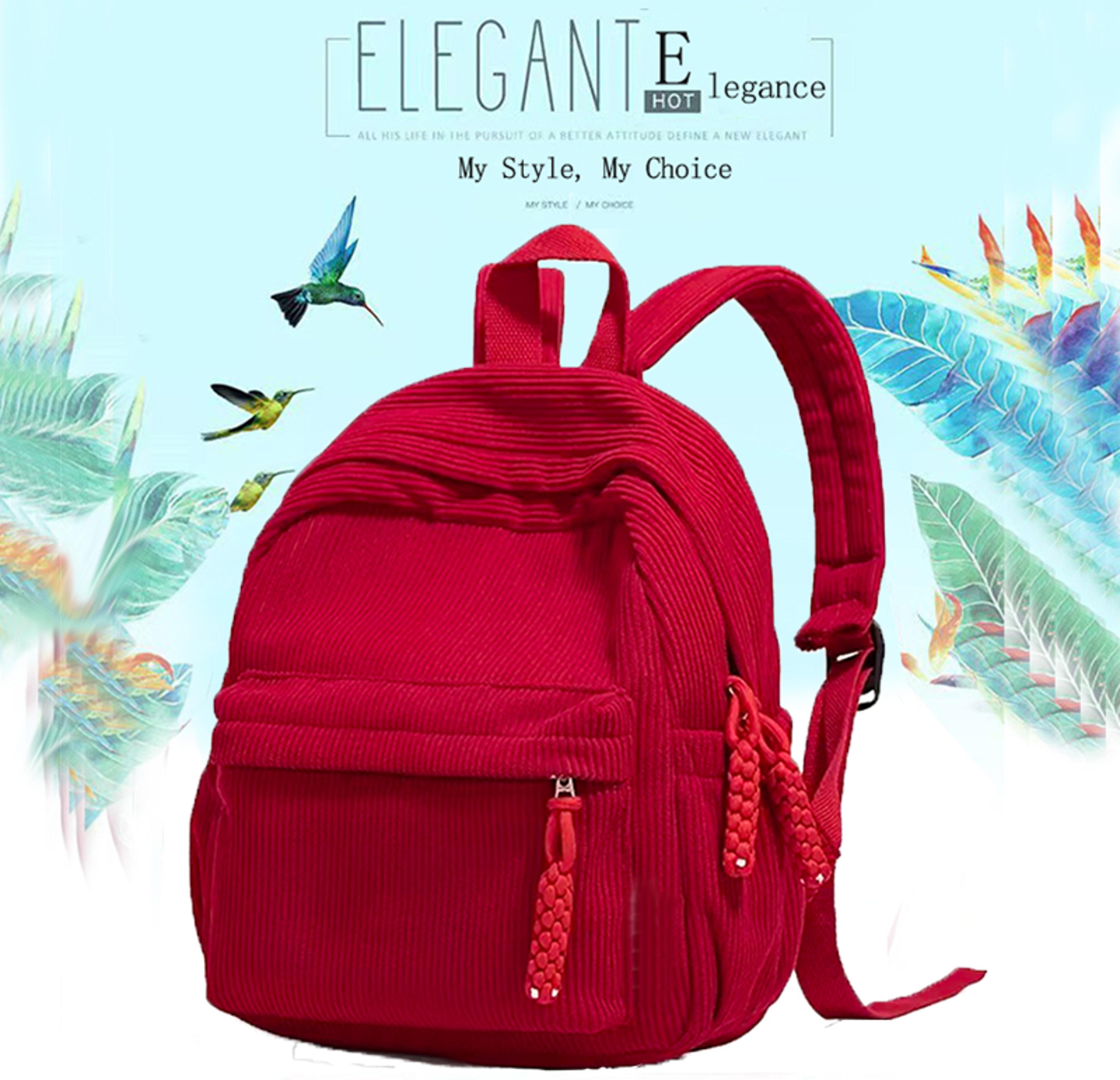Cozy Corduroy Mini Backpack Stylish Lightweight Casual Bag 1