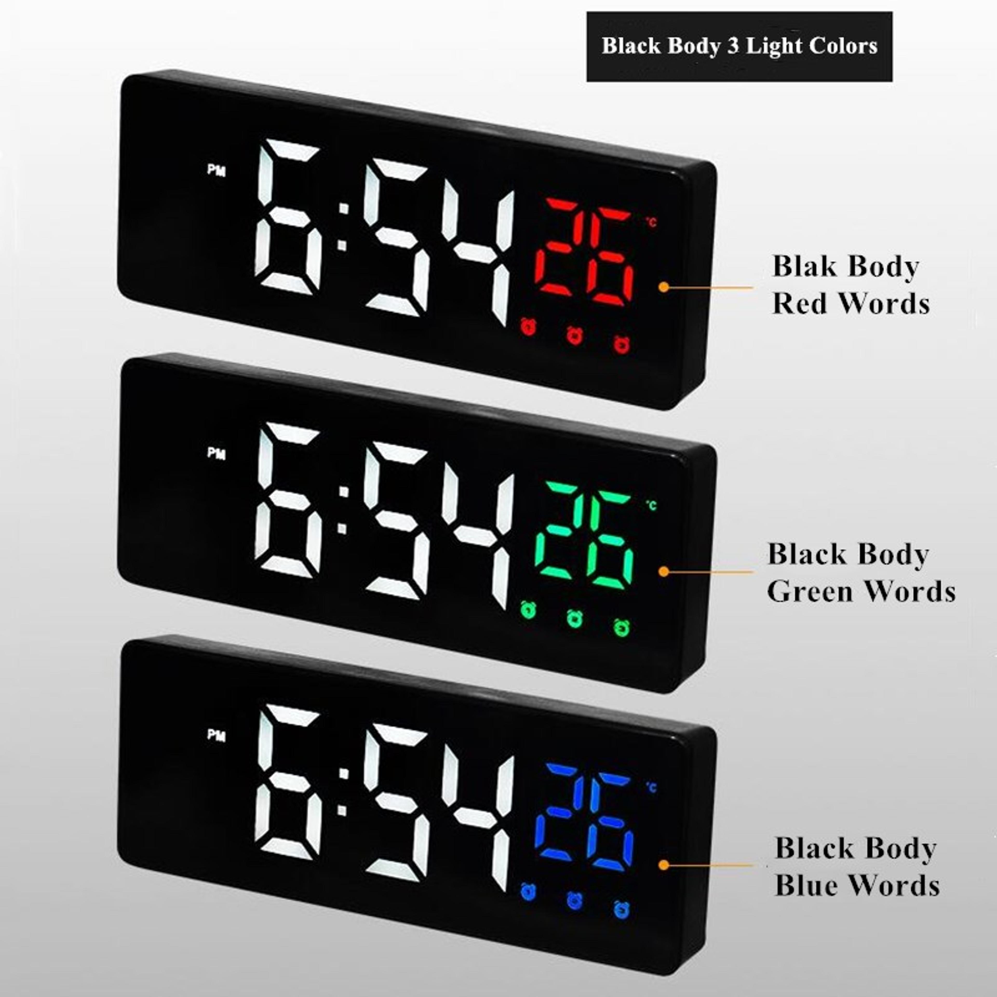 Voice Control Digital Alarm Clock With LED Mirror Display Temperature Date  USB Bedside Clock 5