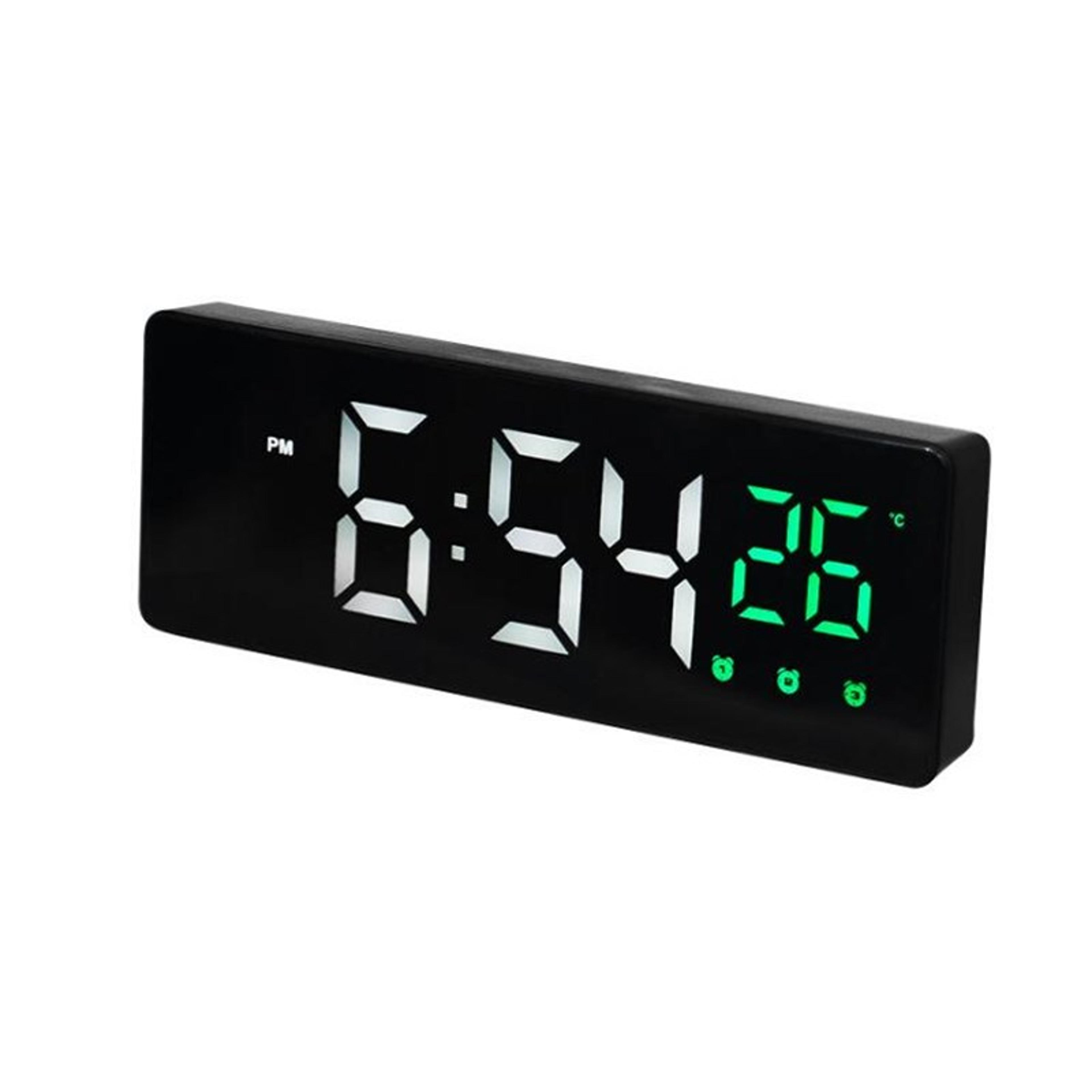 Voice Control Digital Alarm Clock With LED Mirror Display Temperature Date  USB Bedside Clock 1