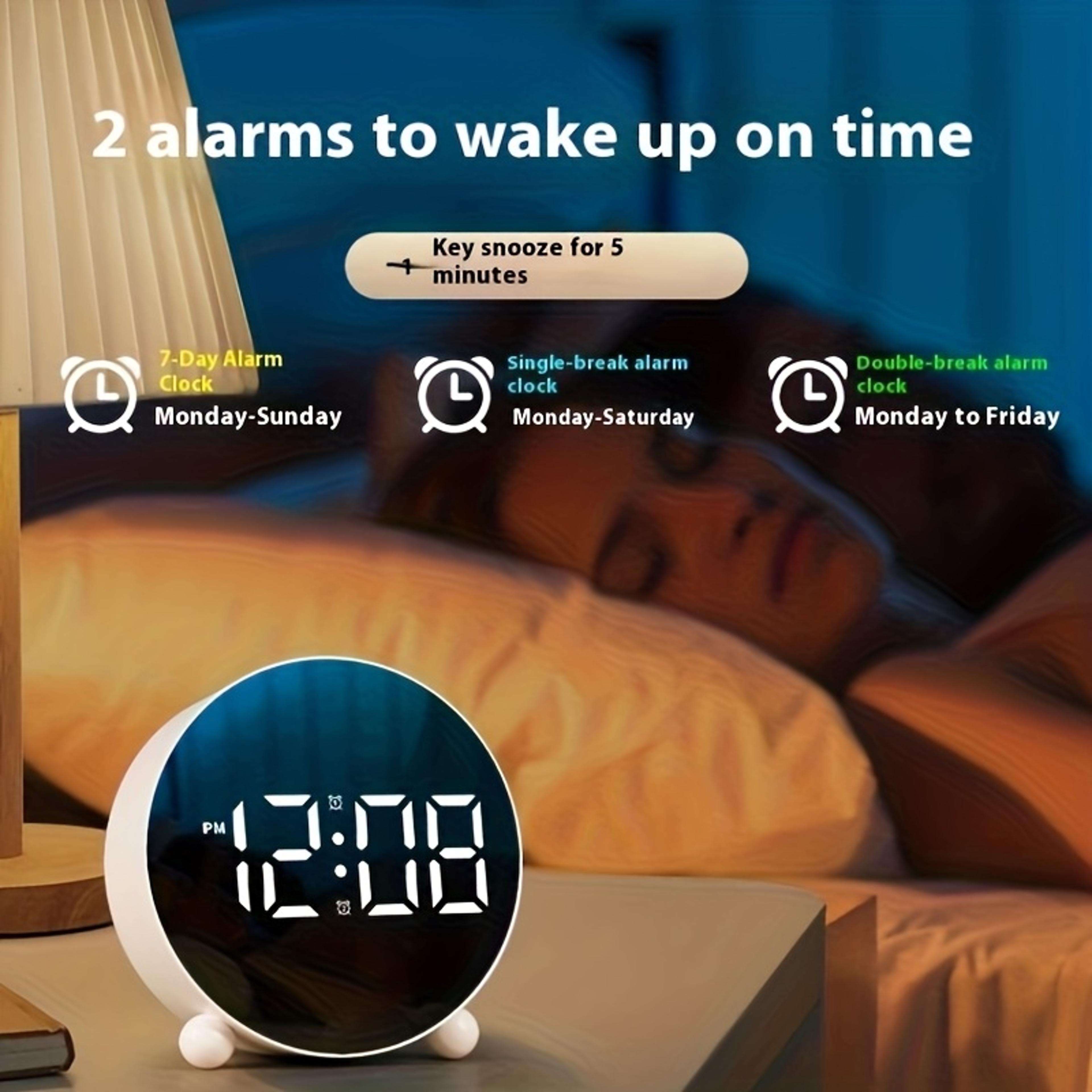 Rechargeable LED Digital Alarm Clock With Large Display Silent Kids Learning Clock 7