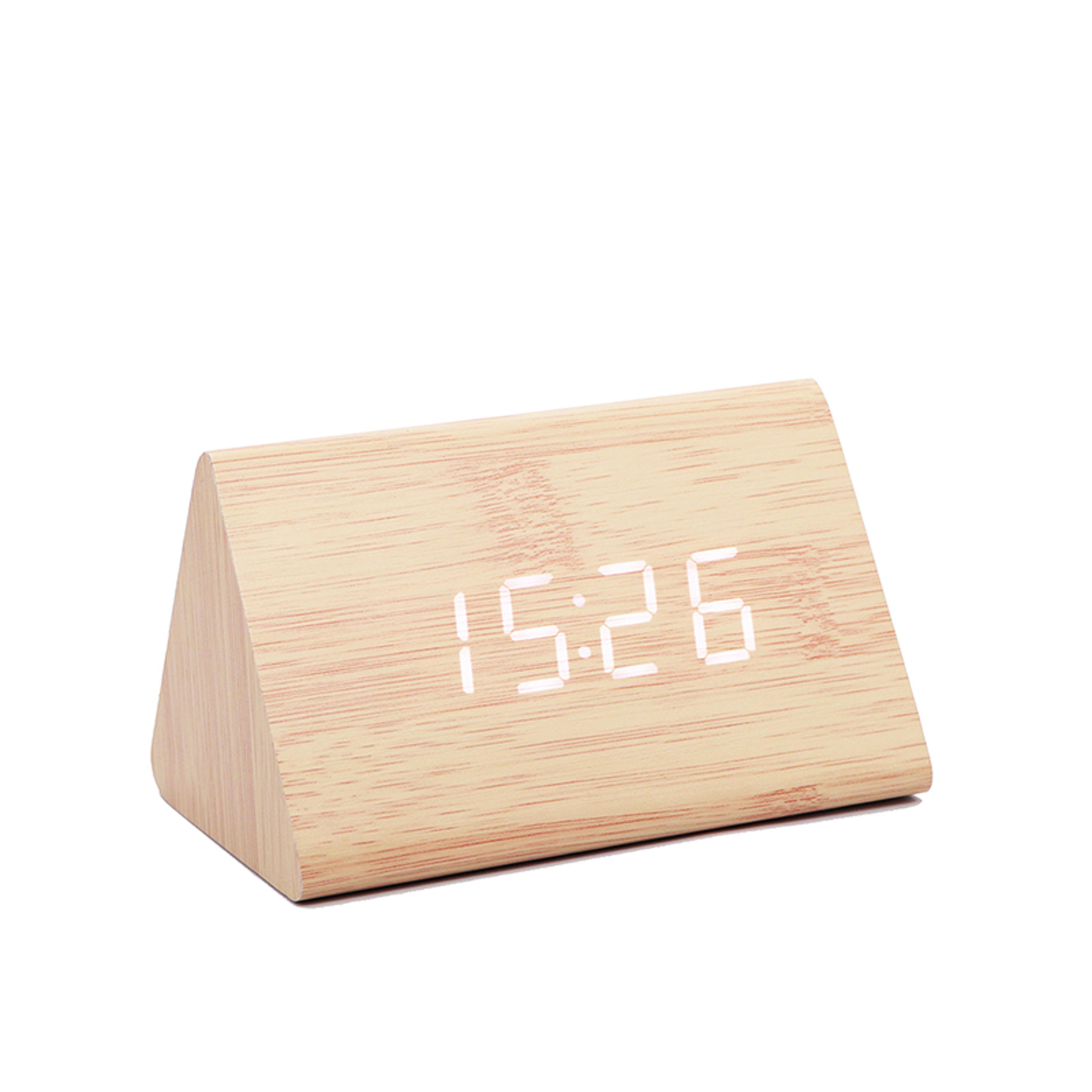Wooden Digital Alarm Clock With LED Time Date Temperature Display For Bedroom Bedside Office 1