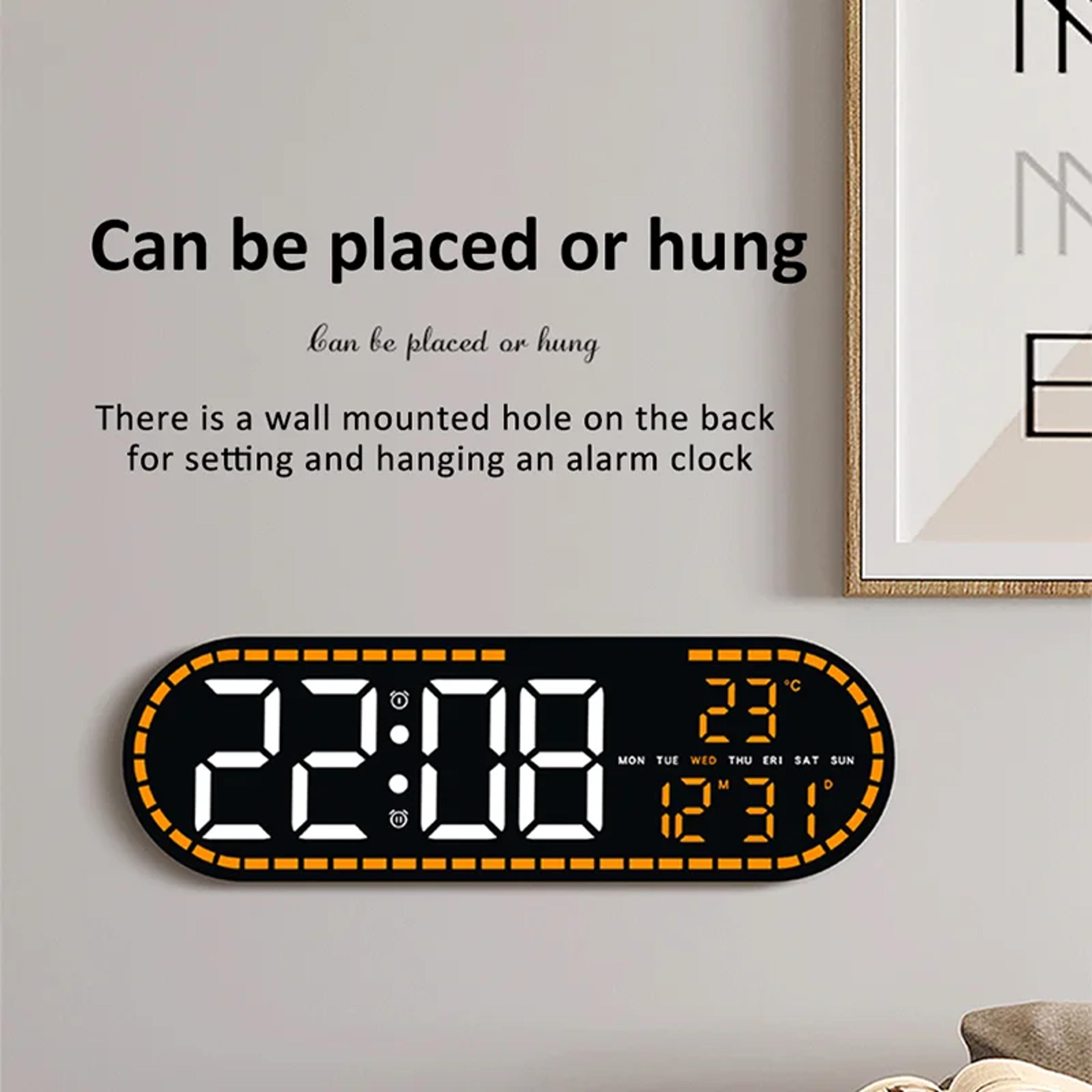 Digital LED Wall Clock With Dual Alarm Large Display Clock Temperature Date Calendar For Bedroom Of 5