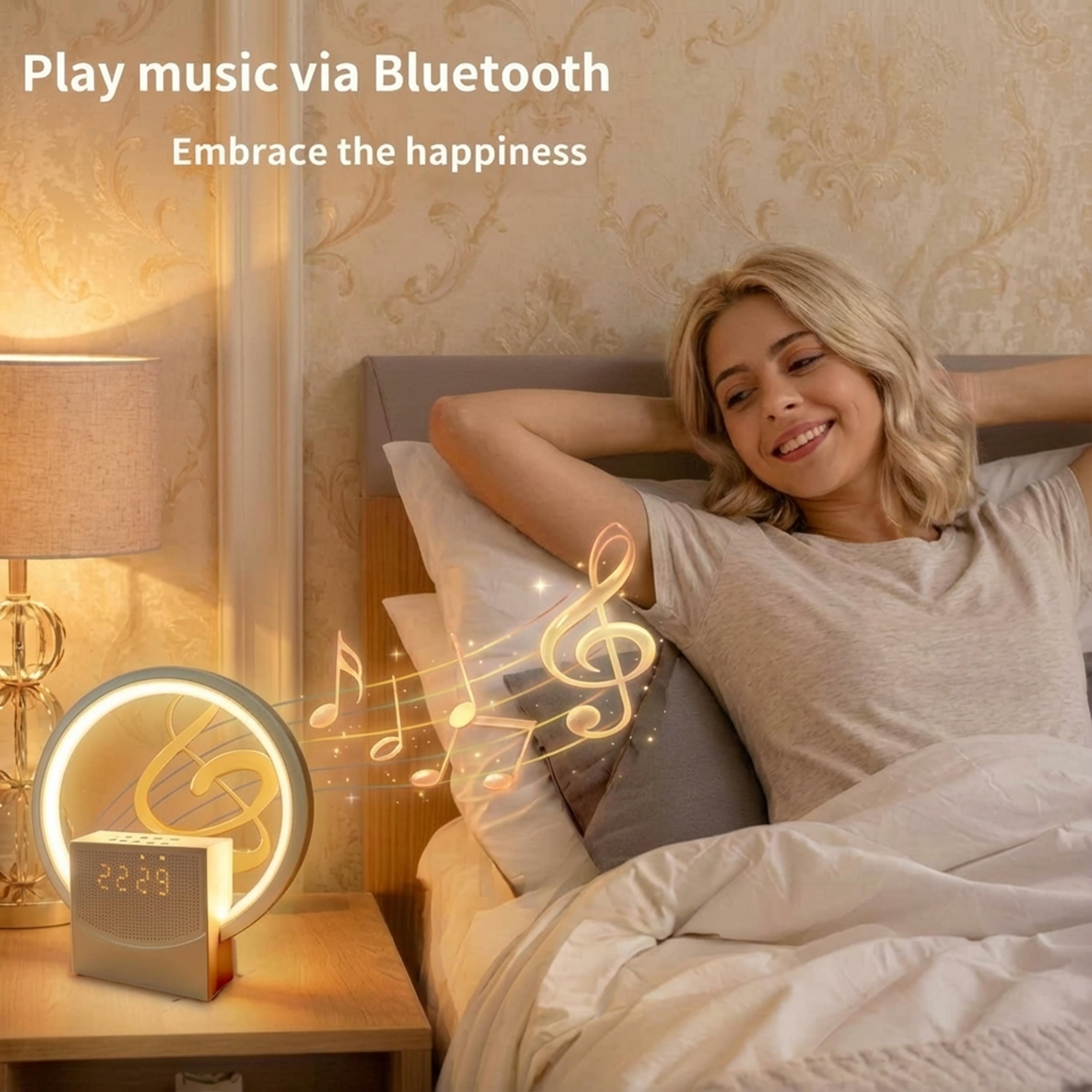 Sunrise Alarm Clock With Bluetooth Speaker And White Noise Machine Wake Up Light Bedside Clock 3