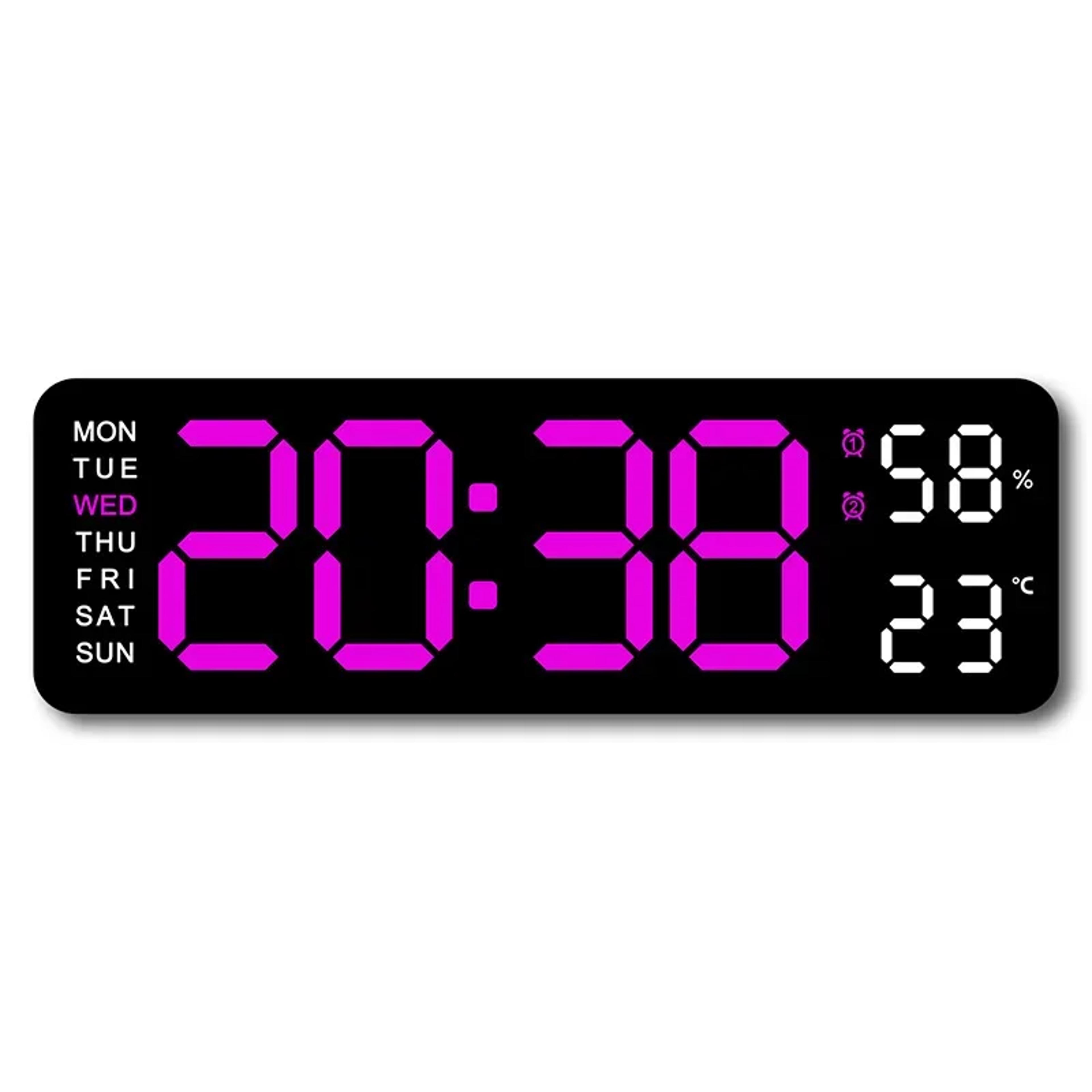 Digital Wall Clock LED Temperature Display Clock With Auto Dimmer USB Powered 3
