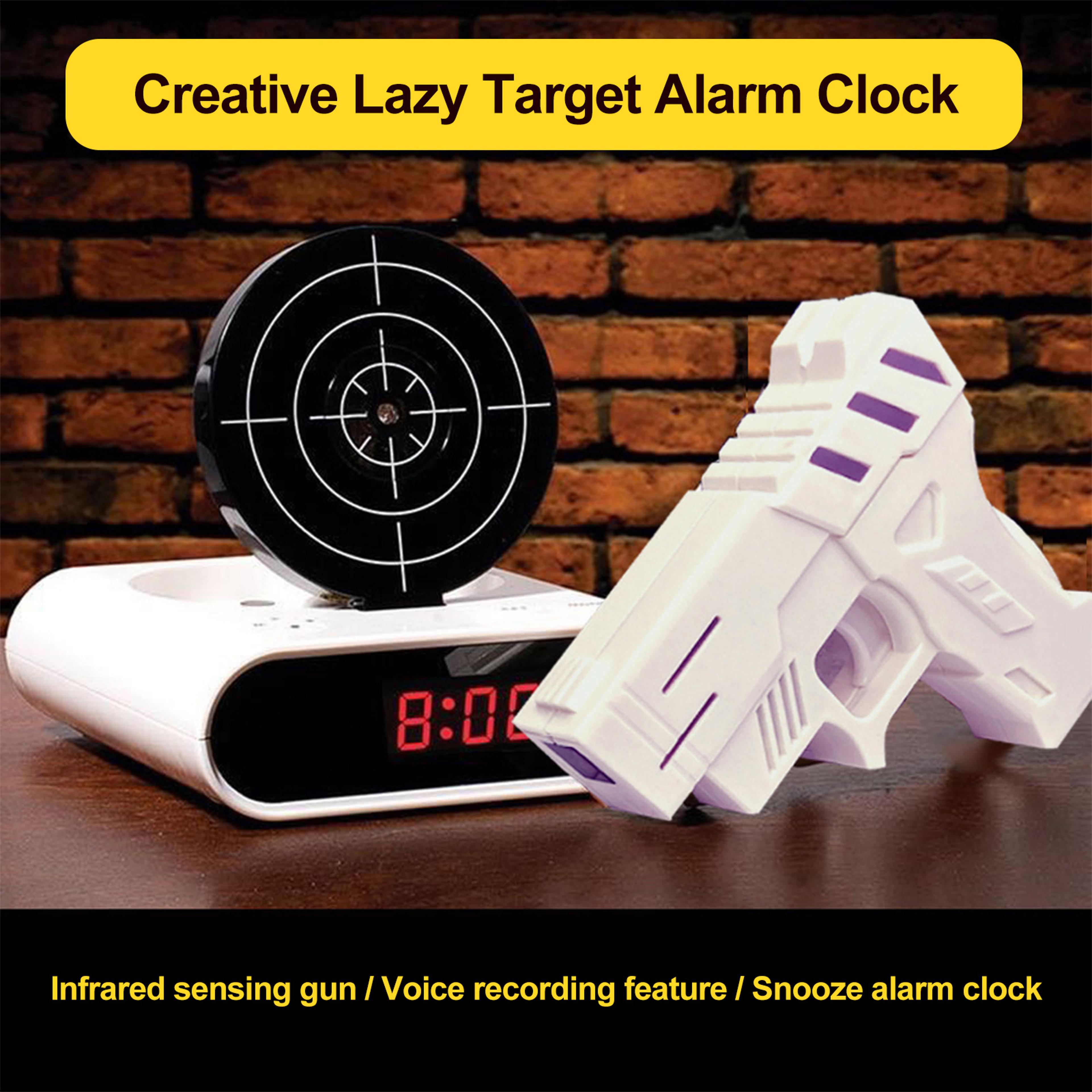Target Alarm Clock With Gun Interactive Shooting Alarm Clock LED Digital Display For Heavy Sleepers 4