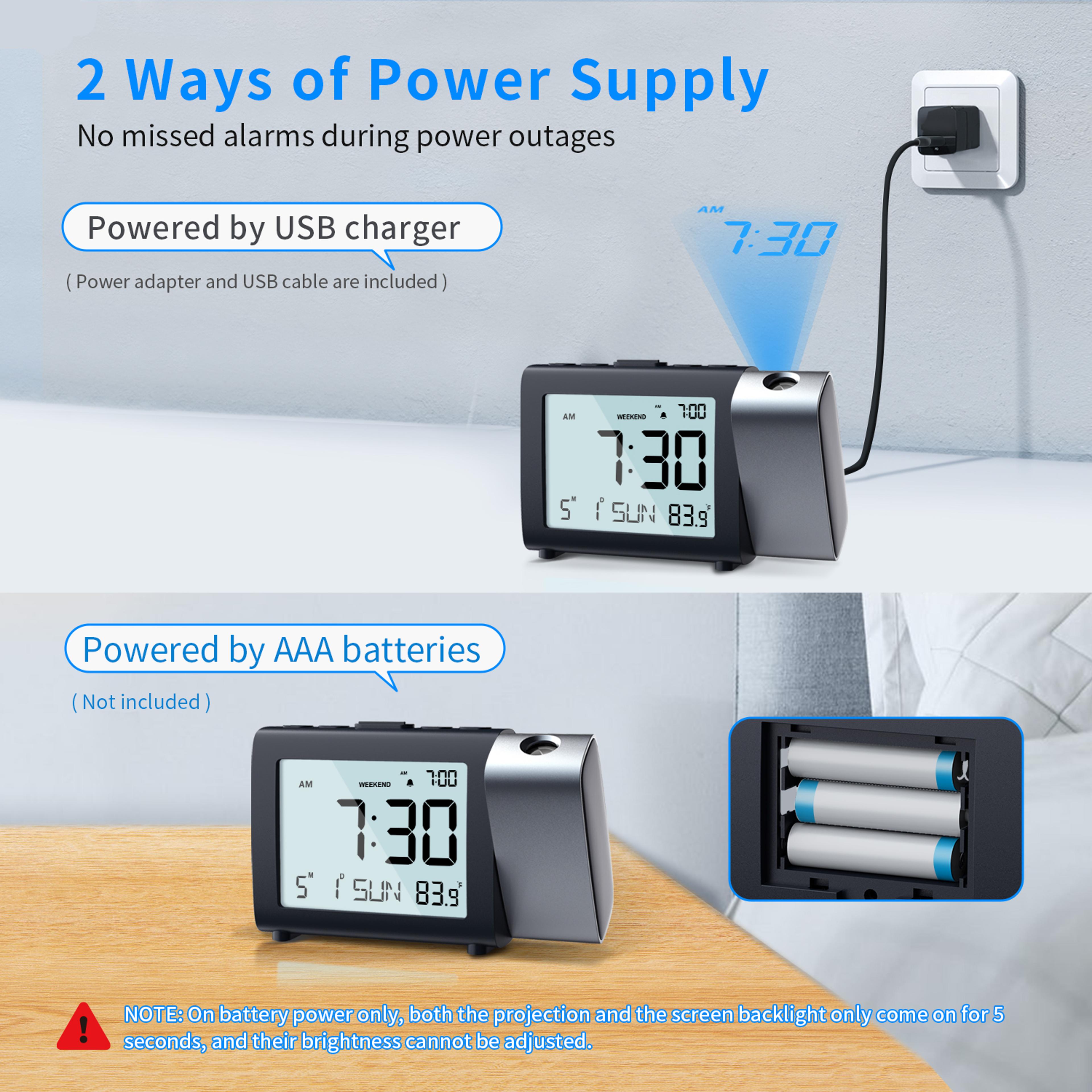 Rotating Projection Alarm Clock With LED Display Night Mode And Adjustable Brightness 6