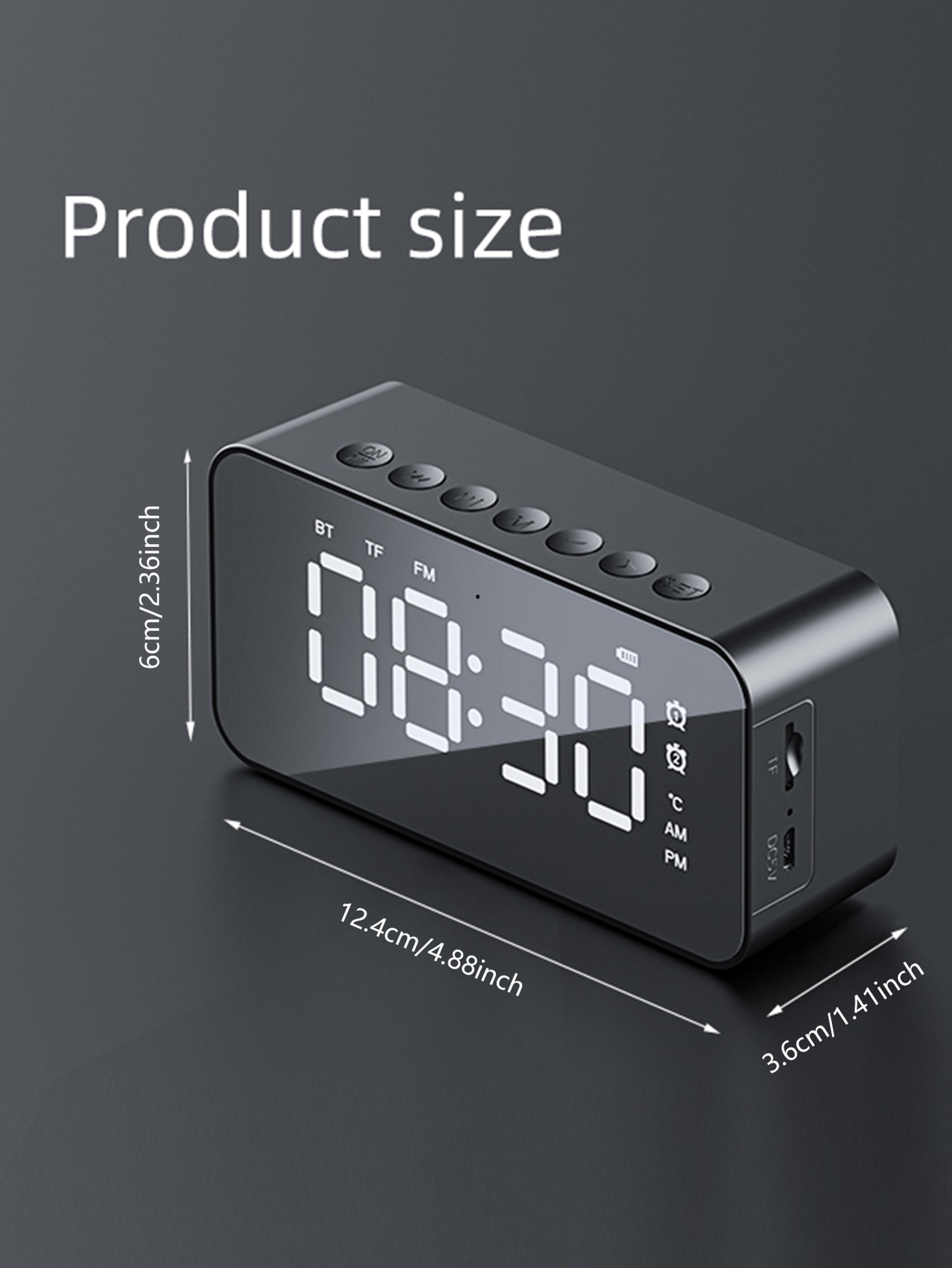 Bluetooth Speaker Clock With LED Mirror Display Digital Desk Alarm Clock For Bedroom Office 5