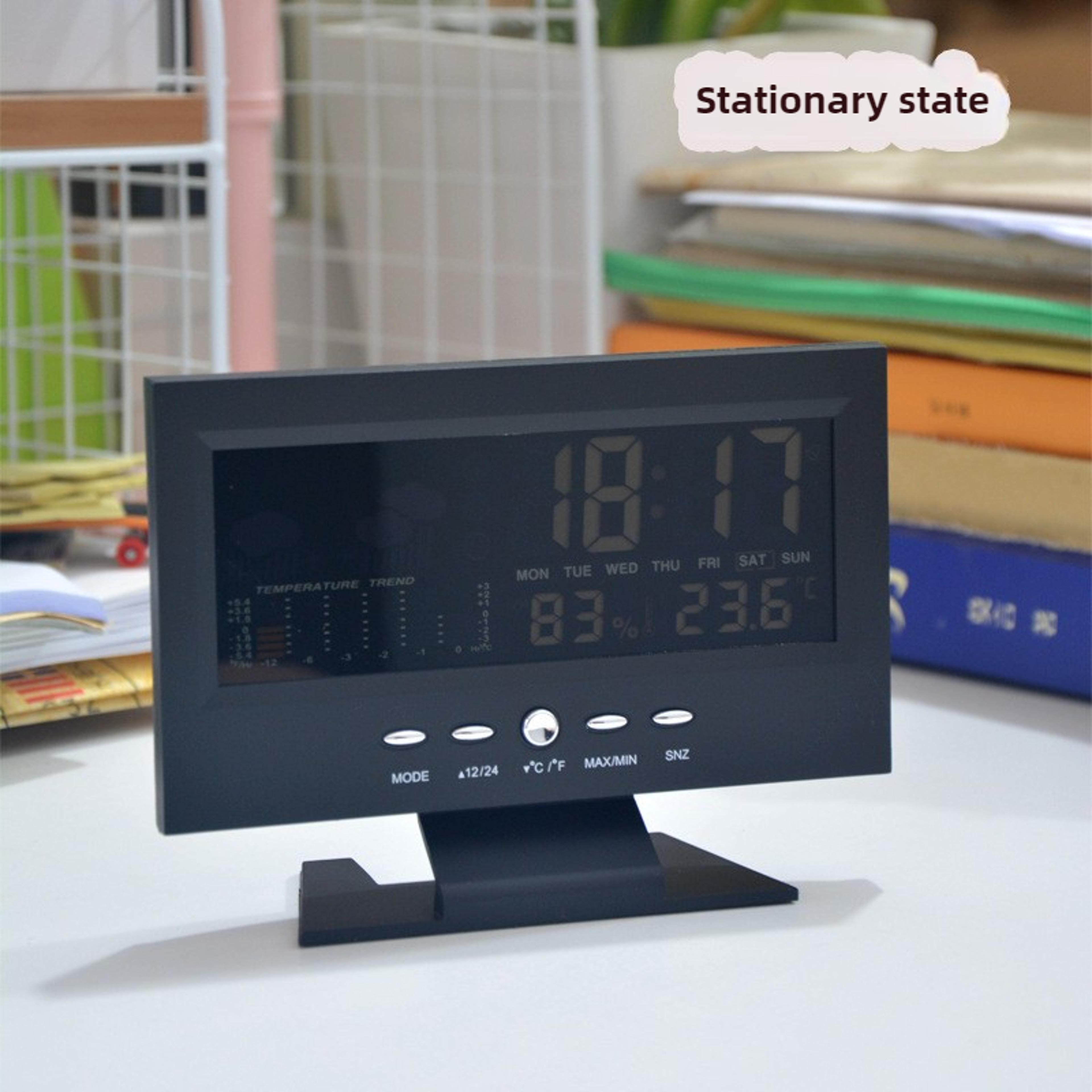 Digital Alarm Clock With Weather Station Clock Temperature Humidity Monitor LED Desk Clock USB Powe 4