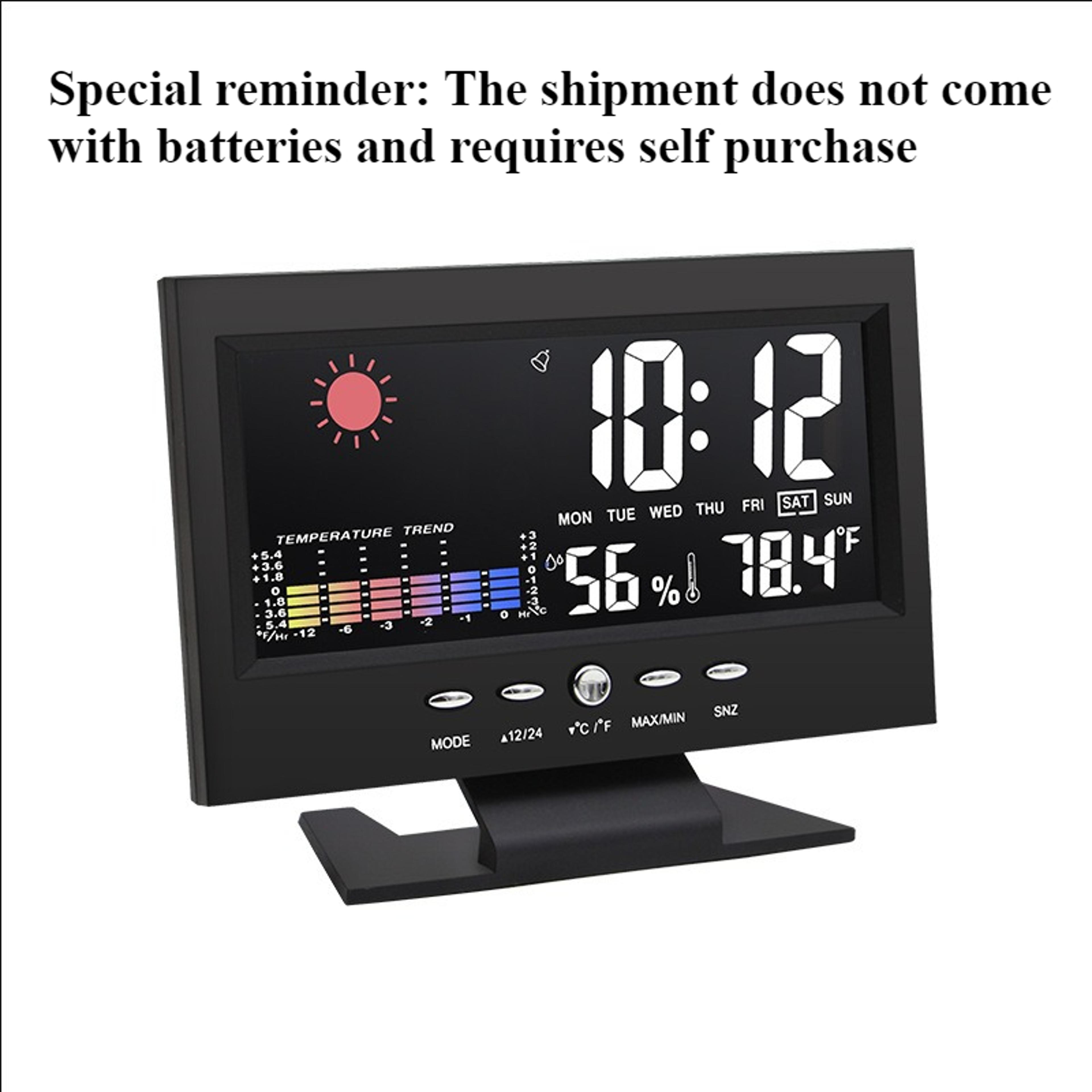 Digital Alarm Clock With Weather Station Clock Temperature Humidity Monitor LED Desk Clock USB Powe 6