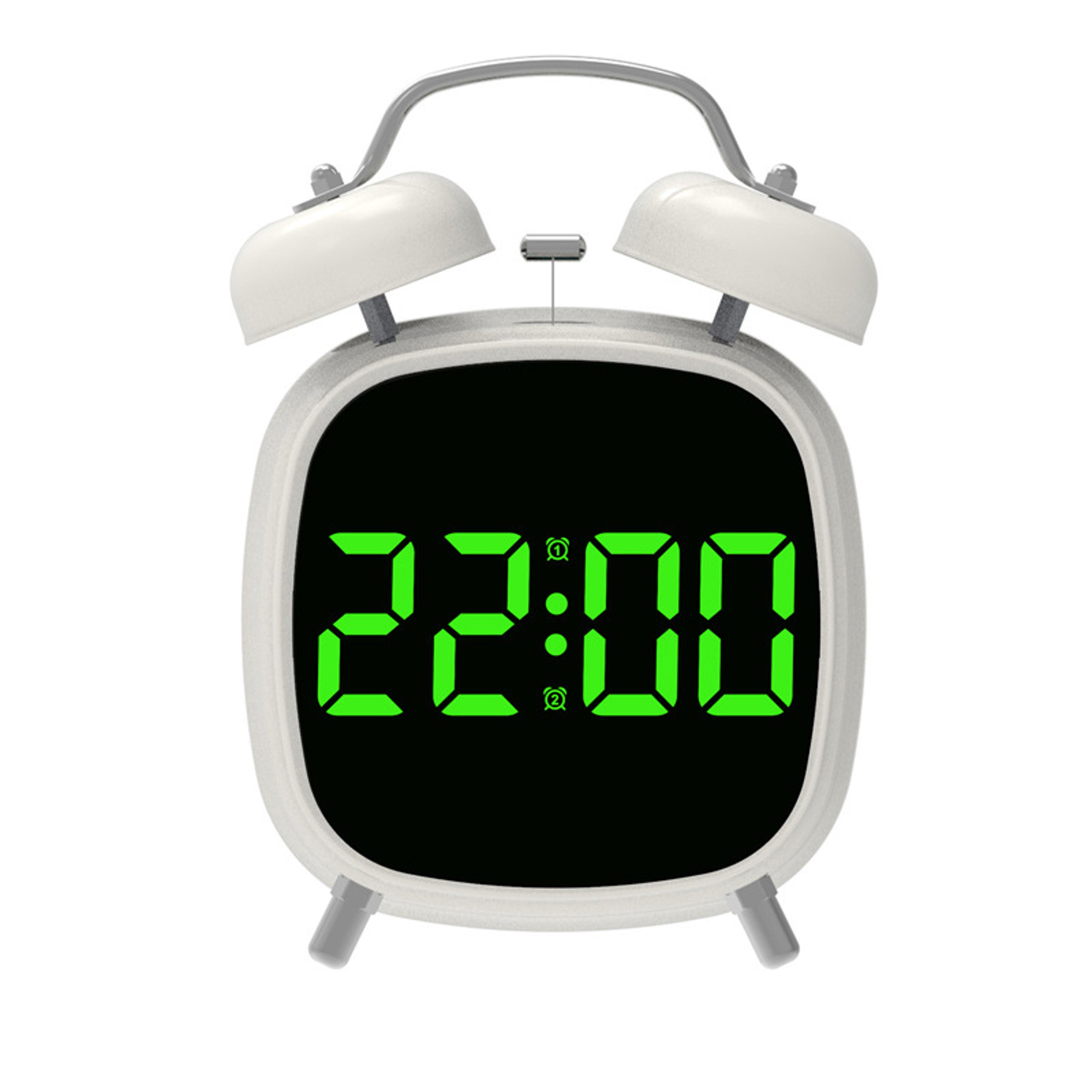 Voice Control Digital Alarm Clock With Double Bell Super Loud Alarm For Heavy Sleepers LED Bedside  5