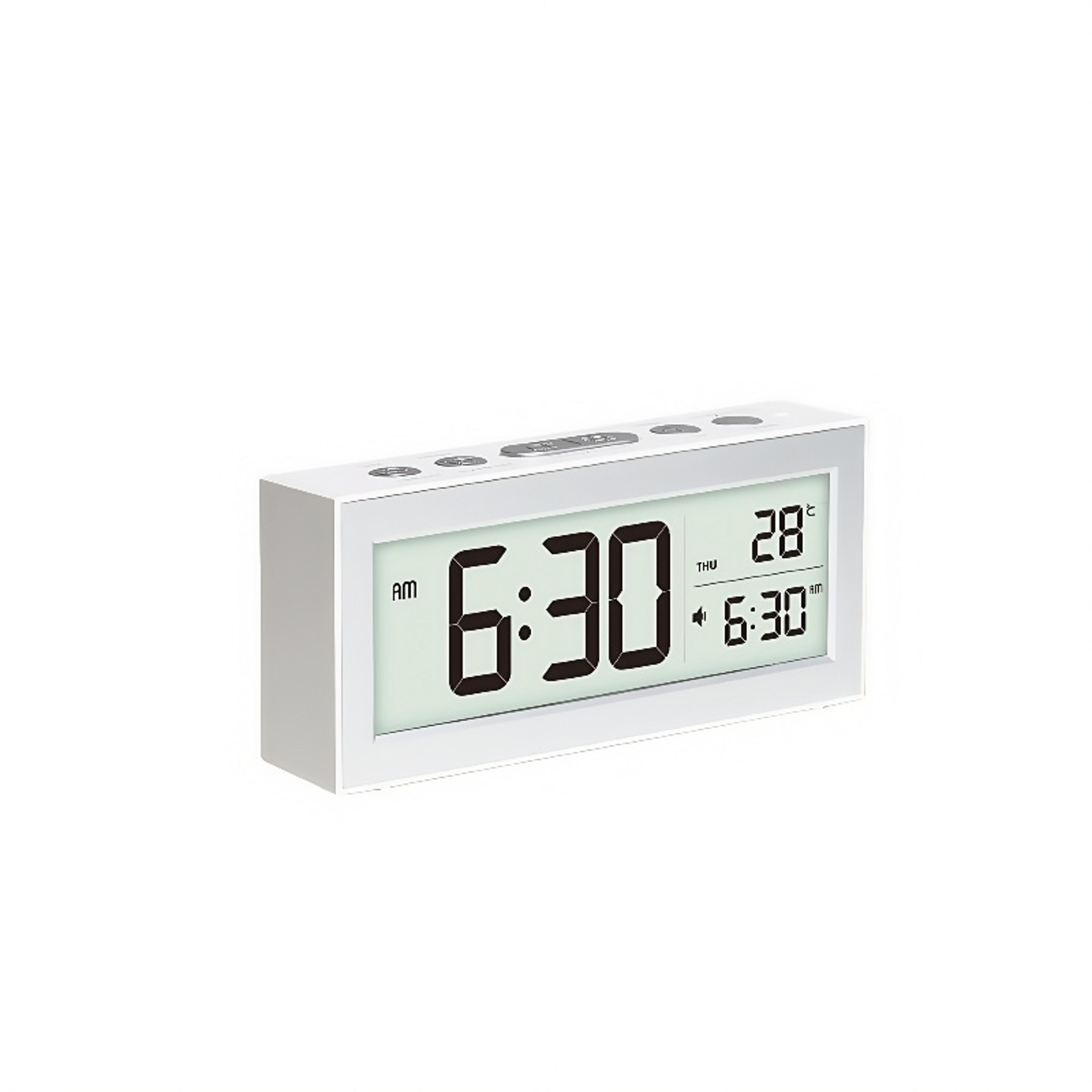 Battery Powered Digital Alarm Clock With LCD Display Temperature Date Auto Dimming Bedside Clock 1