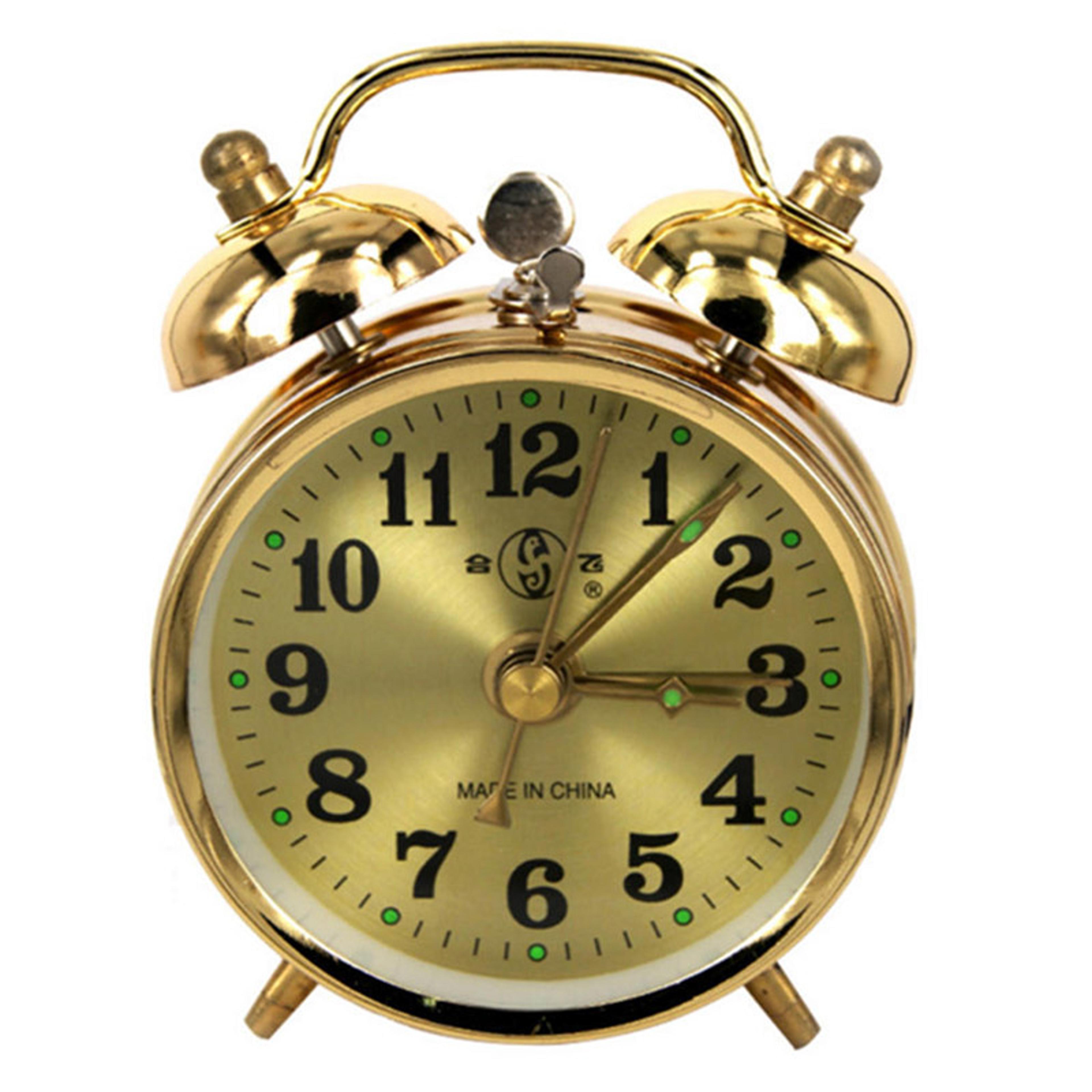 Vintage Mechanical Alarm Clock Manual Wind Up Metal Table Clock Retro Gold Desk Decor Gift 3