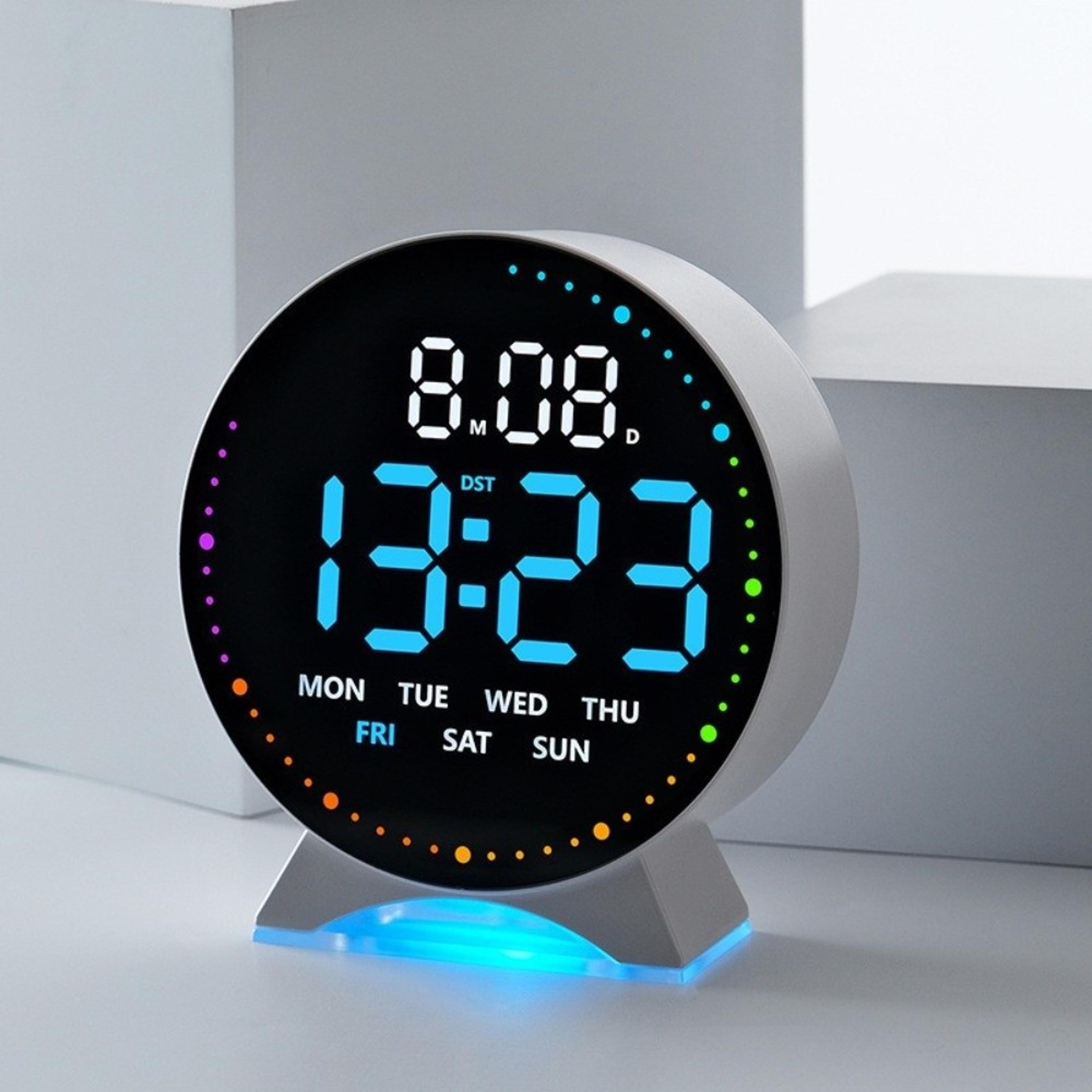 LED Digital Alarm Clock With Date And Week Display Adjustable Brightness Electronic Desk Clock 11