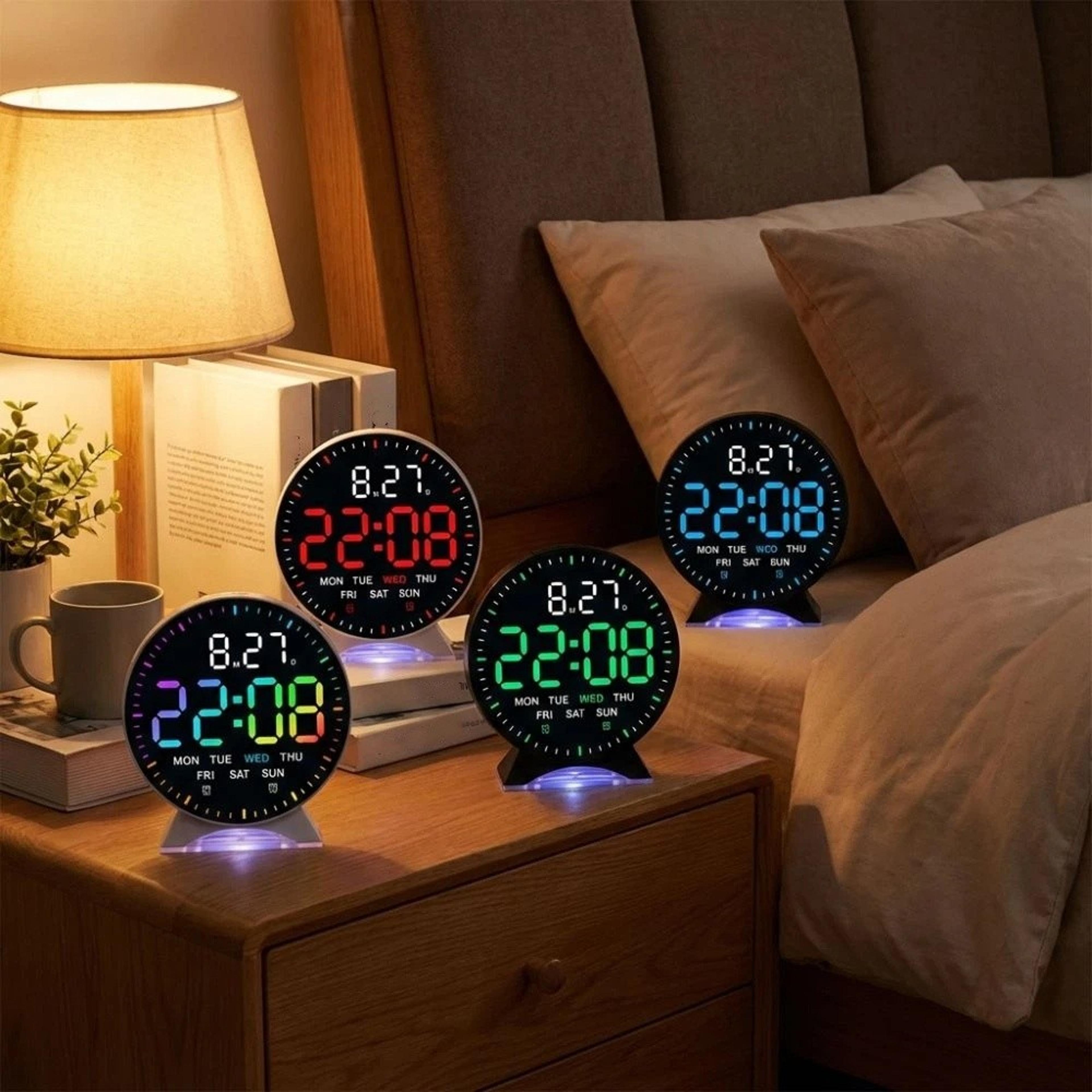 LED Digital Alarm Clock With Date And Week Display Adjustable Brightness Electronic Desk Clock 13