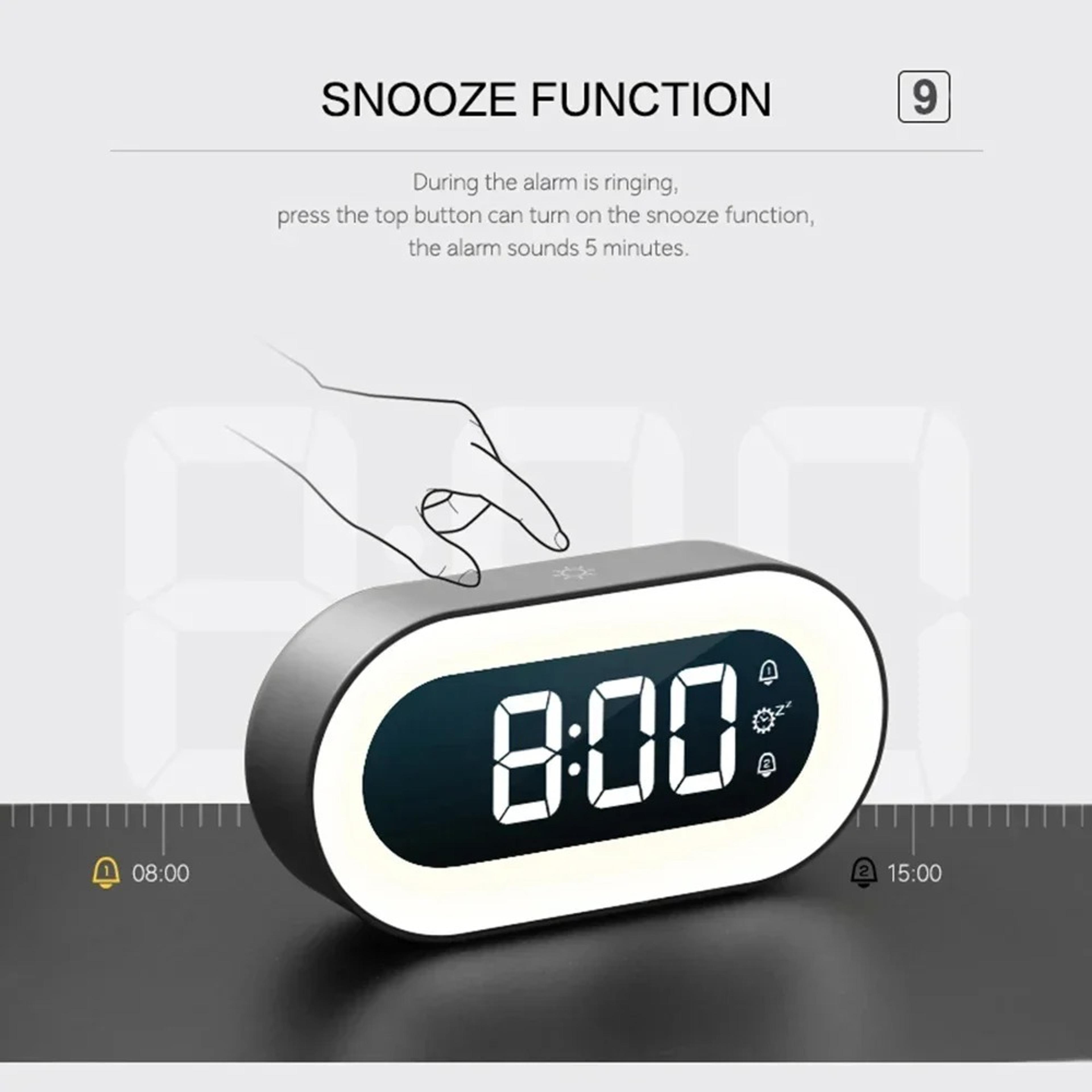Smart Digital Alarm Clock With LED Display Voice Control Night Light For Bedroom Desk And Kids 4
