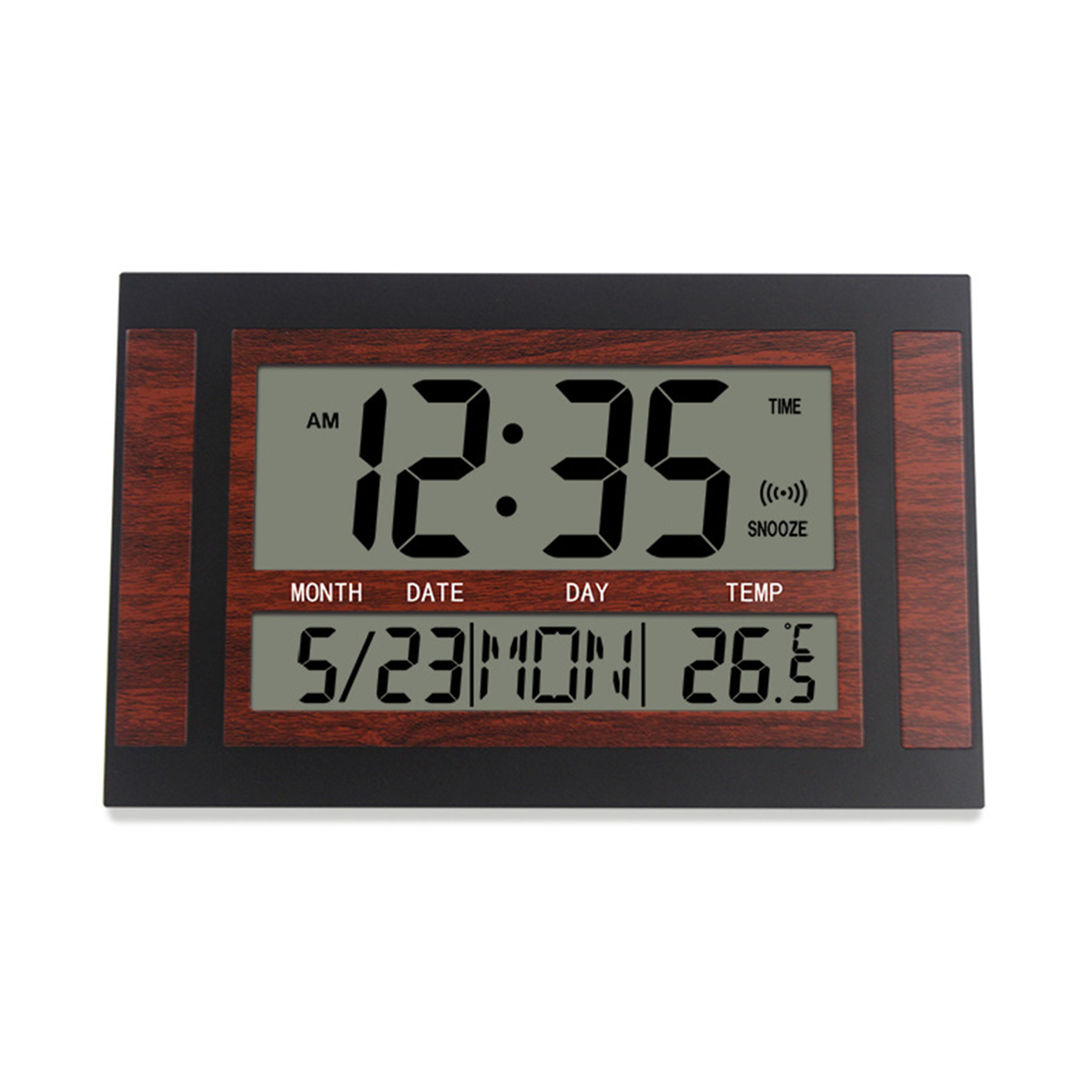 Modern Digital Alarm Clock LCD Wall And Desk Clock With Temperature Calendar Display For Home Offic 3