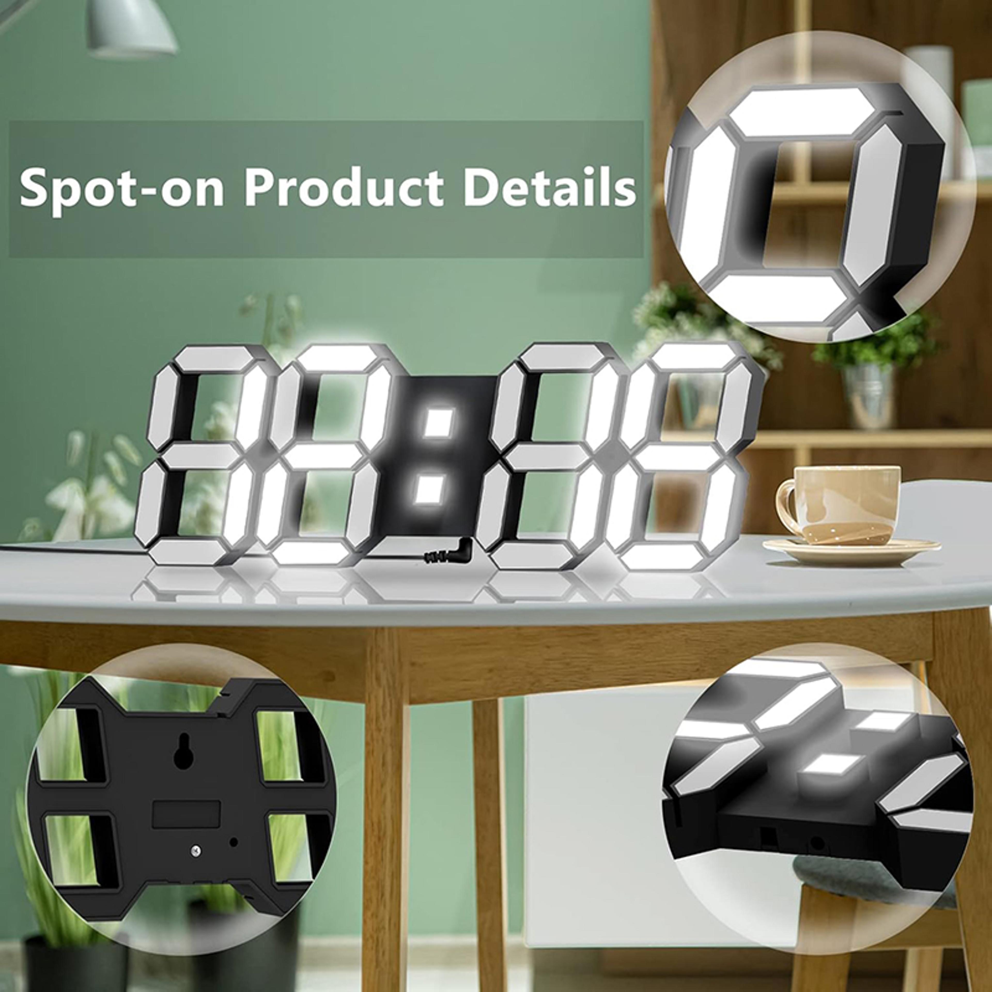 LED Digital Wall Clock Remote Control Alarm Clock Night Light Decor For Bedroom Office Kitchen 3