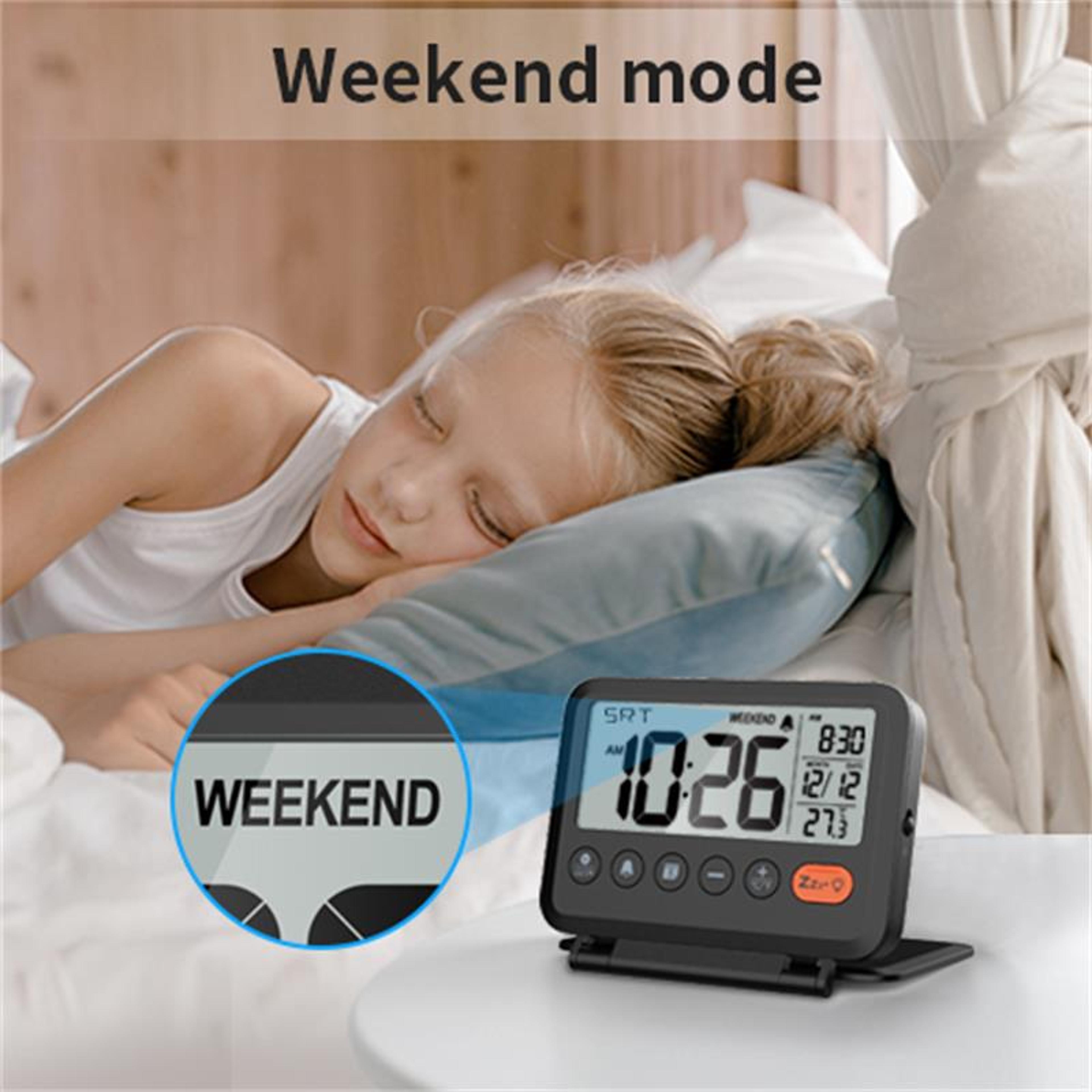 Digital LCD Travel Alarm Clock Thermometer Calendar Portable Folding Desk Clock 7