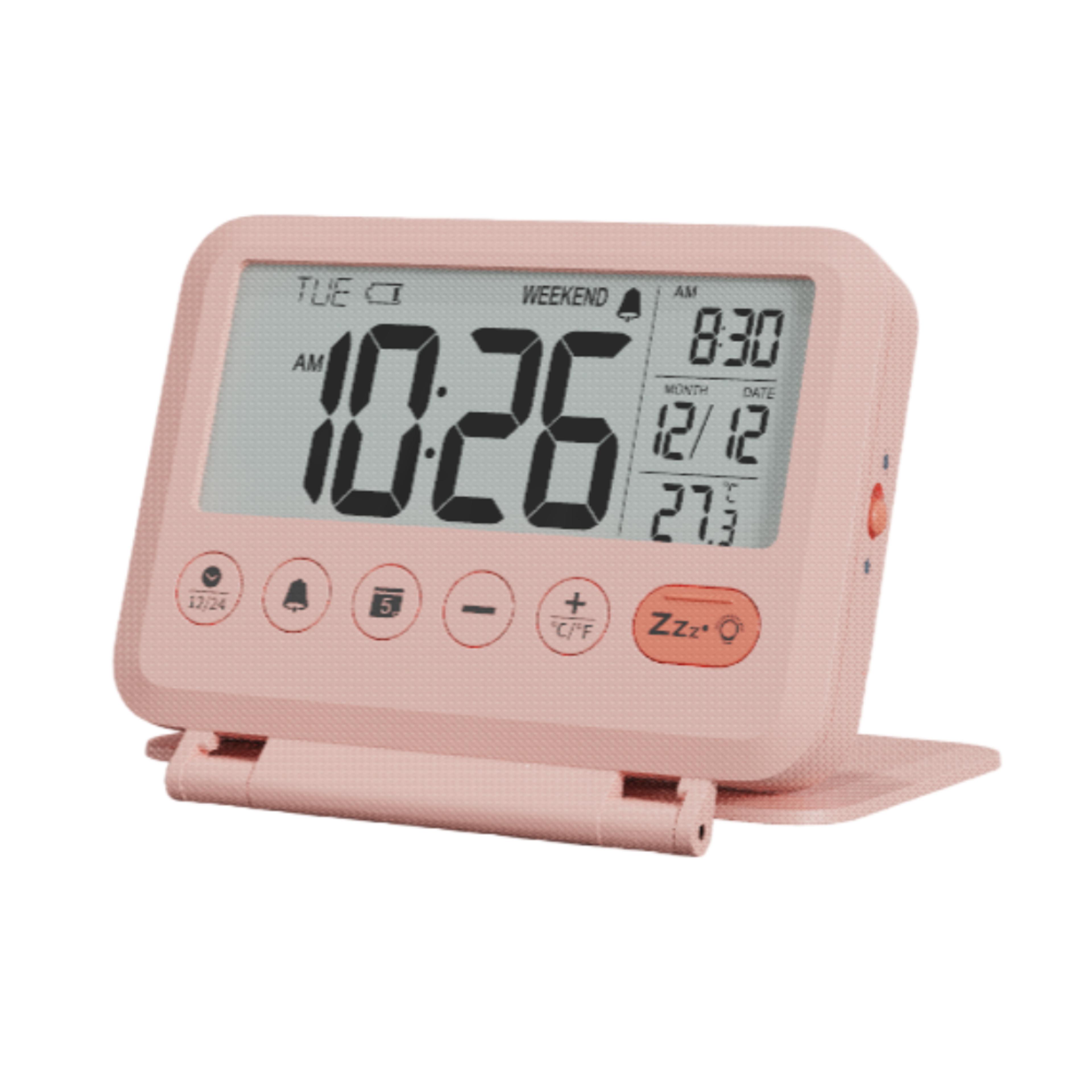 Digital LCD Travel Alarm Clock Thermometer Calendar Portable Folding Desk Clock 3