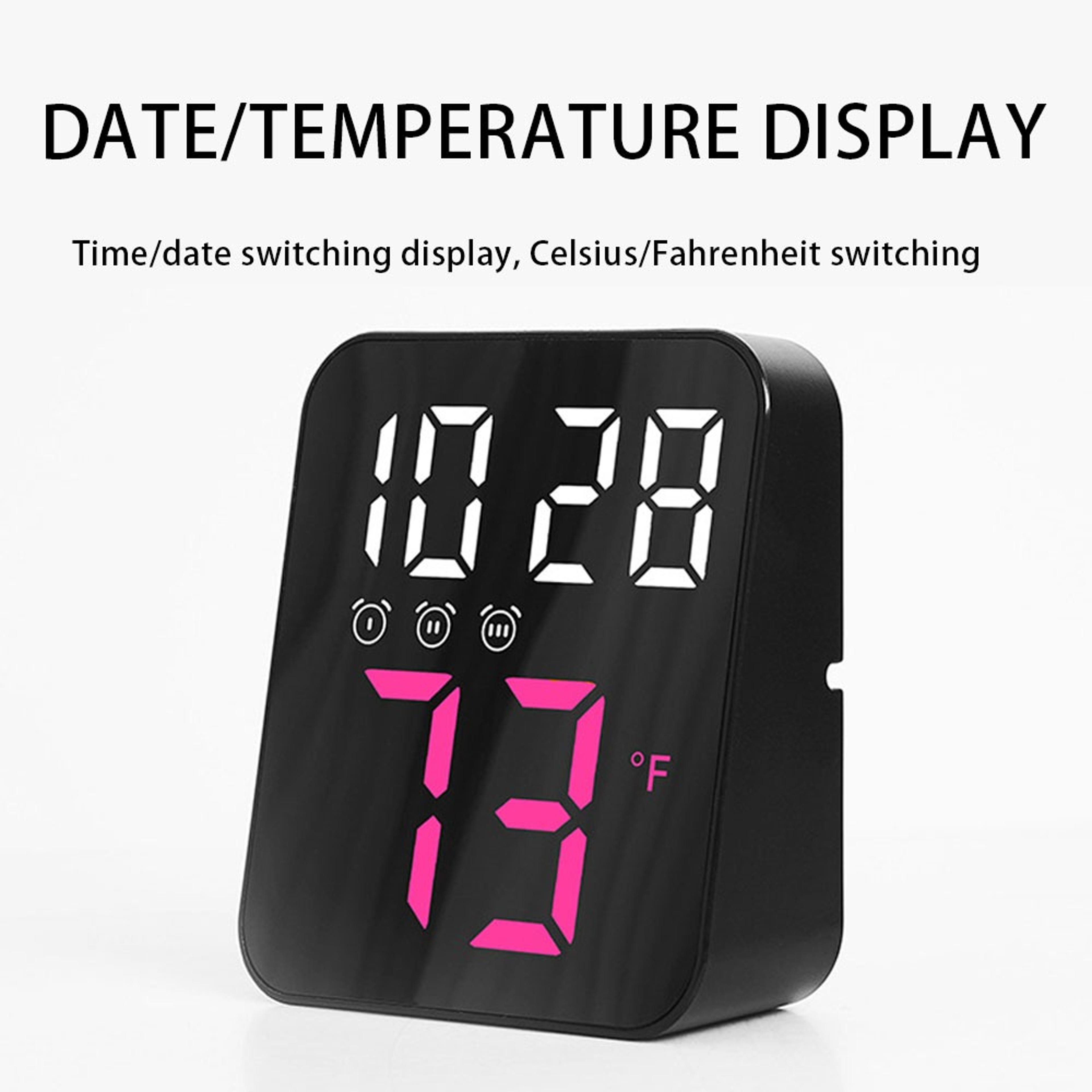 LED Digital Alarm Clock With Temperature Display Voice Control Night Light 4