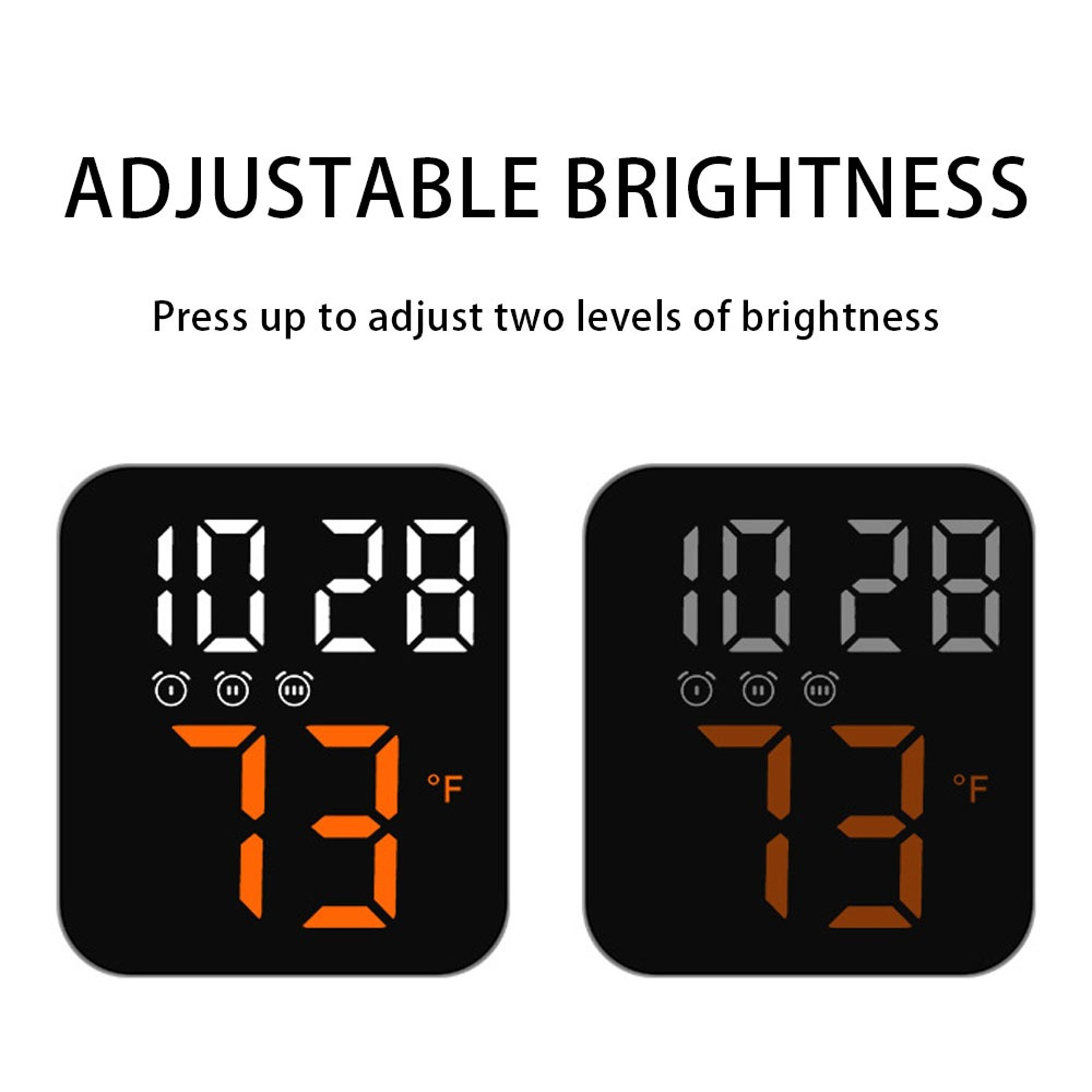 LED Digital Alarm Clock With Temperature Display Voice Control Night Light 5