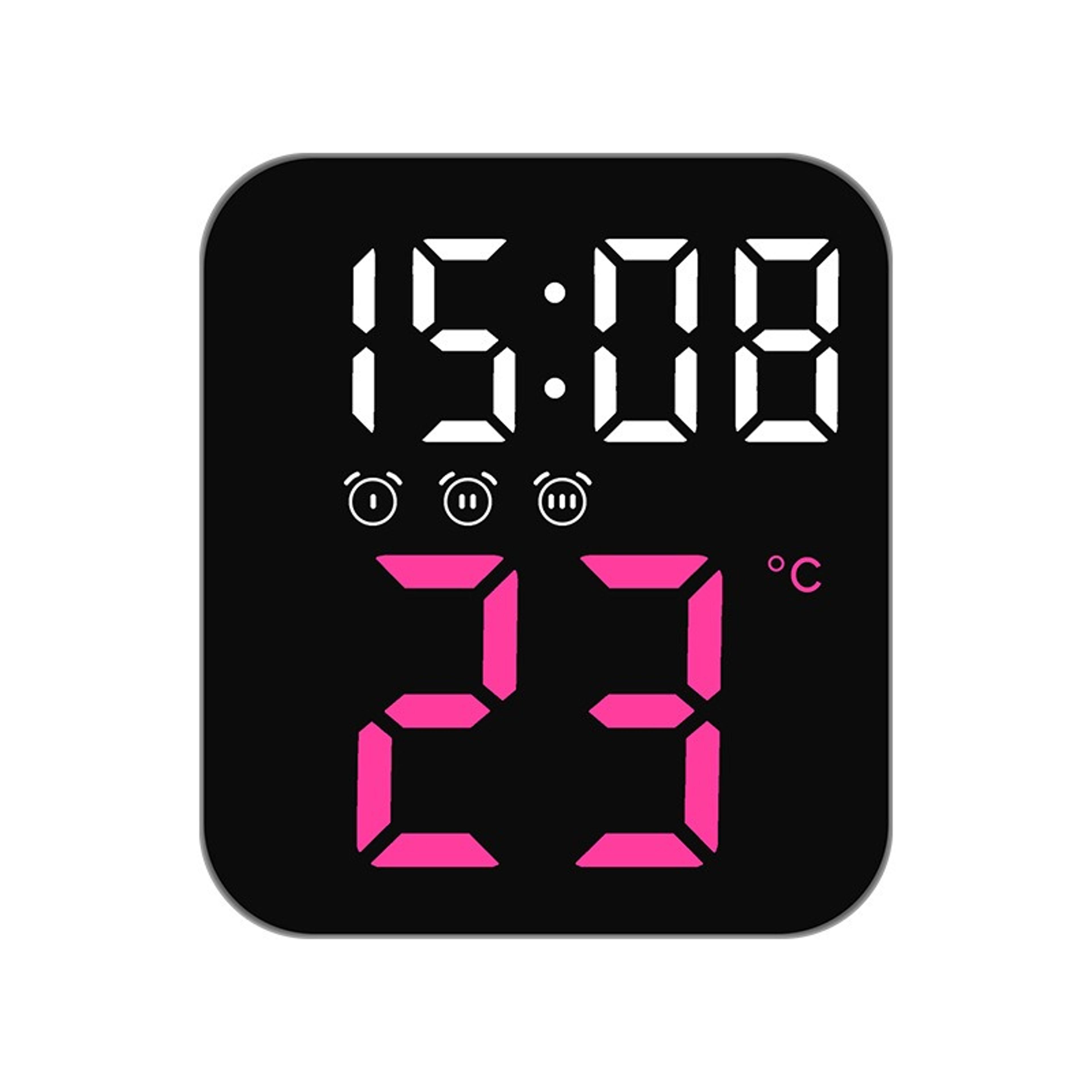 LED Digital Alarm Clock With Temperature Display Voice Control Night Light 3