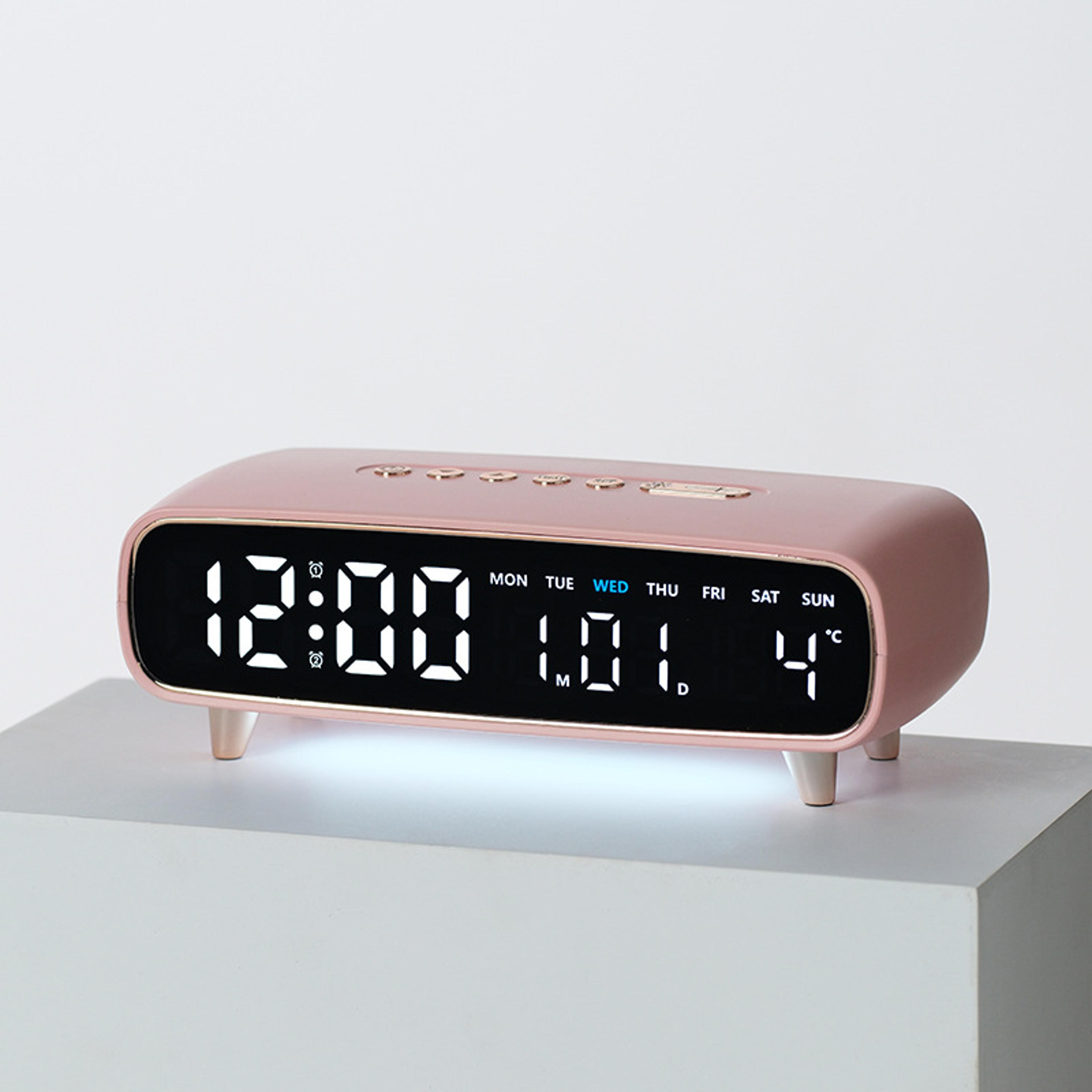 LED Digital Alarm Clock With Voice Control Temperature Display Adjustable Brightness Desk Clock 4