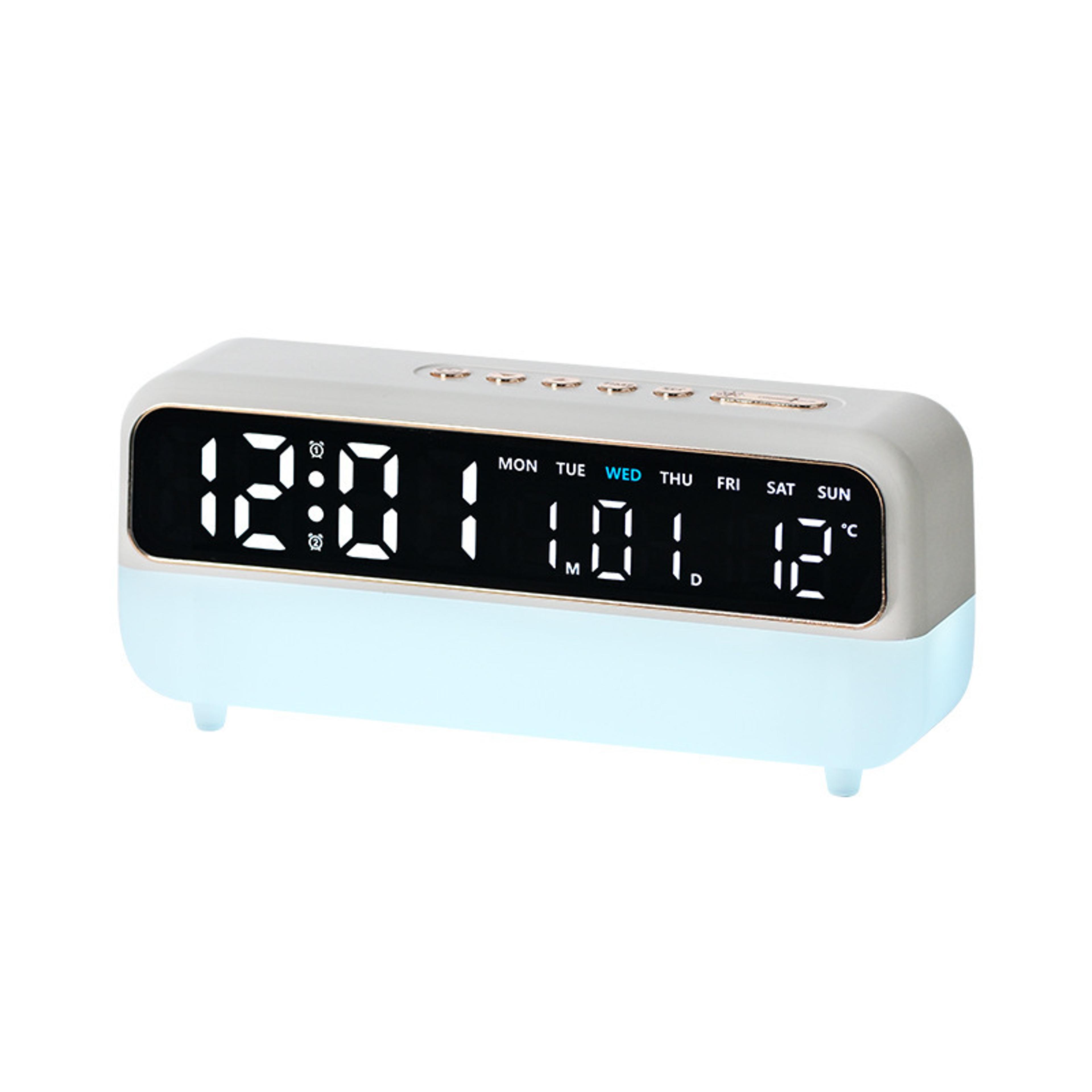 LED Digital Alarm Clock With Voice Control Temperature Display Adjustable Brightness Desk Clock 7
