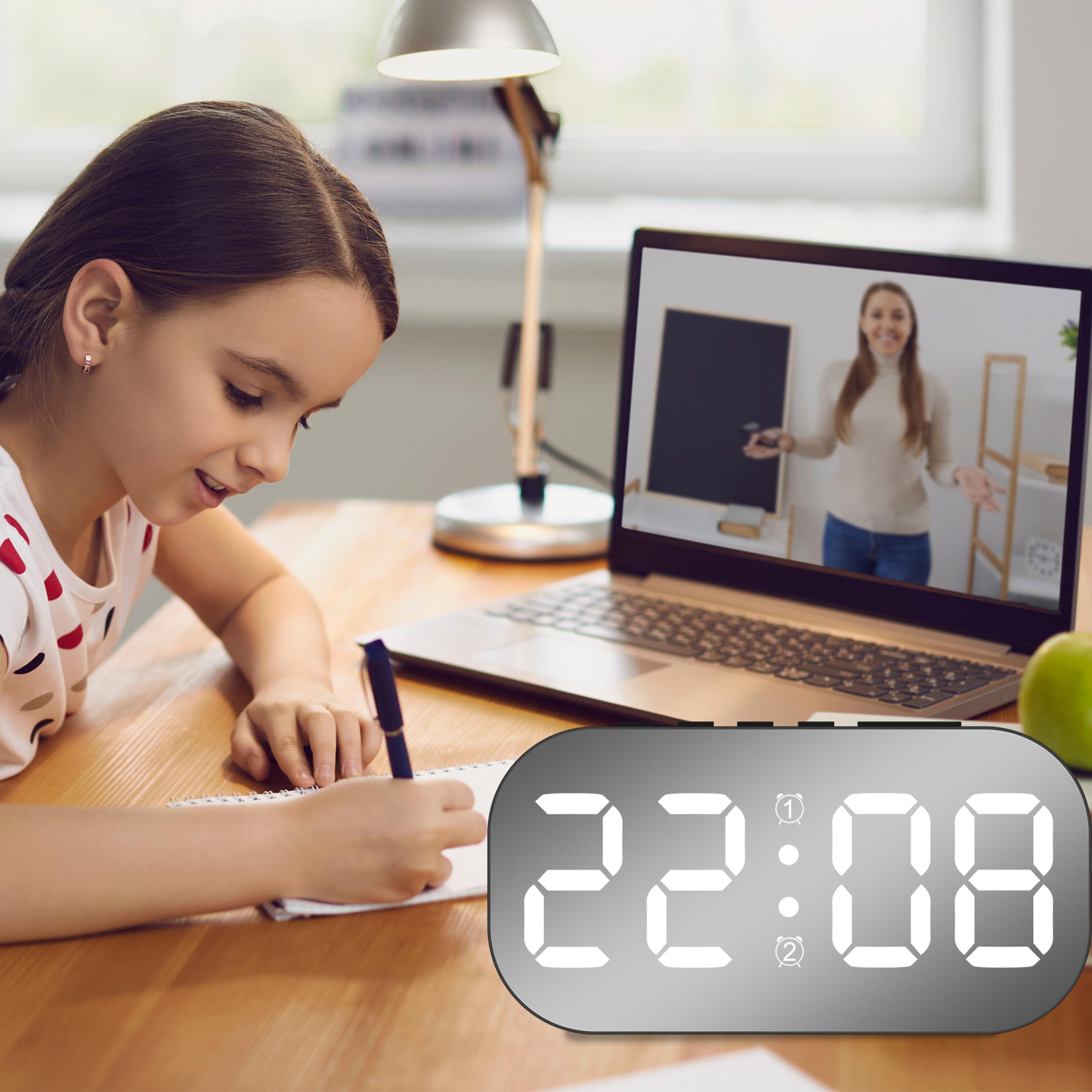 Digital Alarm Clock With LED Display USB Alarm Clock Dimmable Bedroom Clock With Temperature And Sn 8