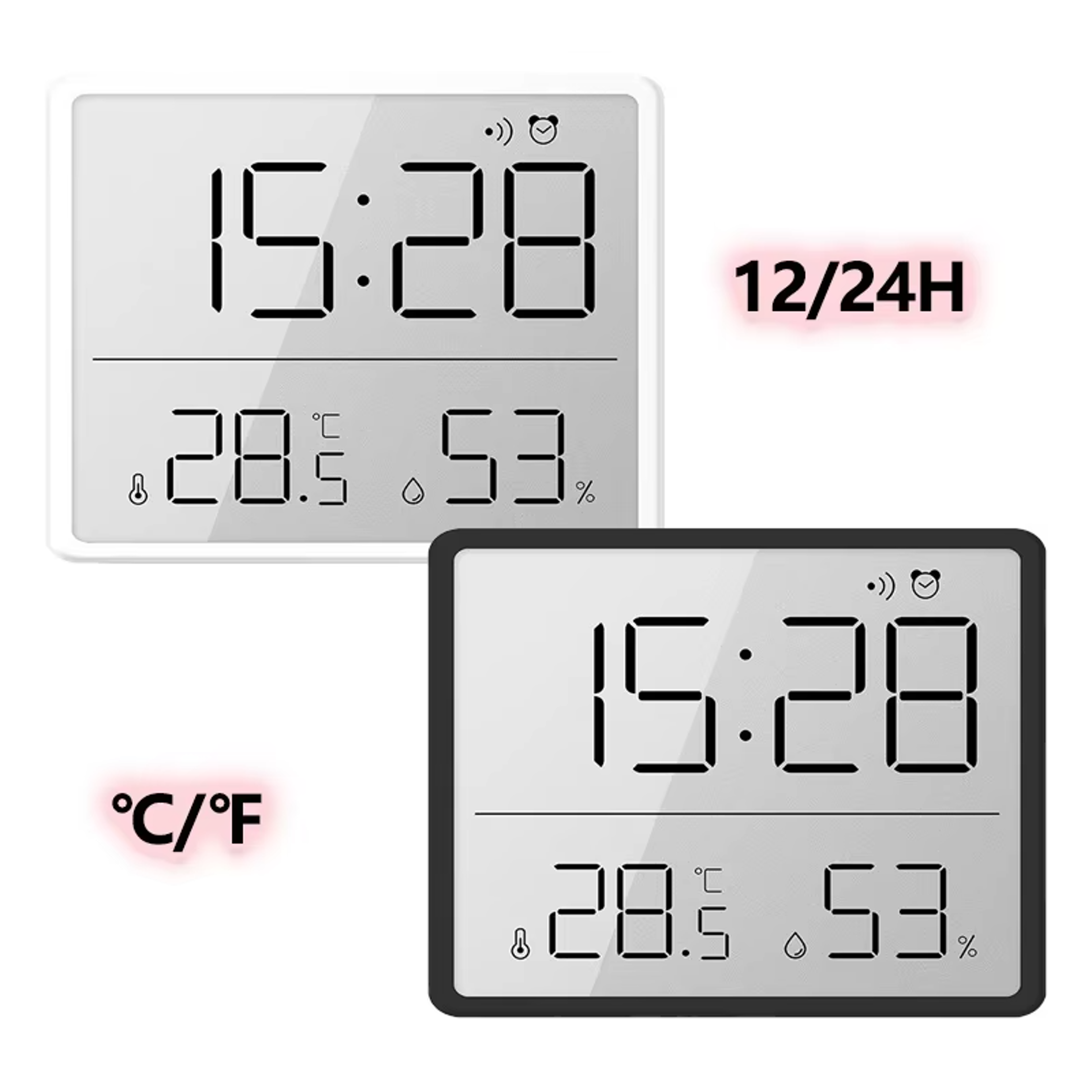 Large LCD Digital Alarm Clock With Temperature Humidity Display Ultra Thin Wall Mount Clock For Des 4